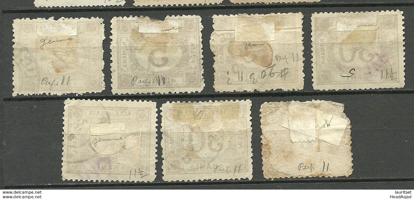 ROMANIA Rumänien 1885 Portomarken Postage Due Michel 1 - 5 O Different Perforations - Postage Due