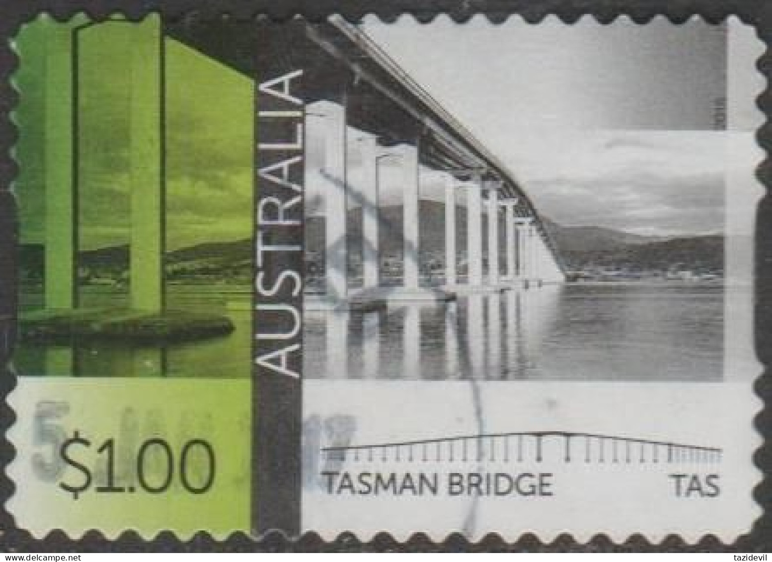 AUSTRALIA - DIE-CUT-USED 2016 $1.00 Australian Bridges - Tasman Bridge, Hobart, Tasmania - Usati