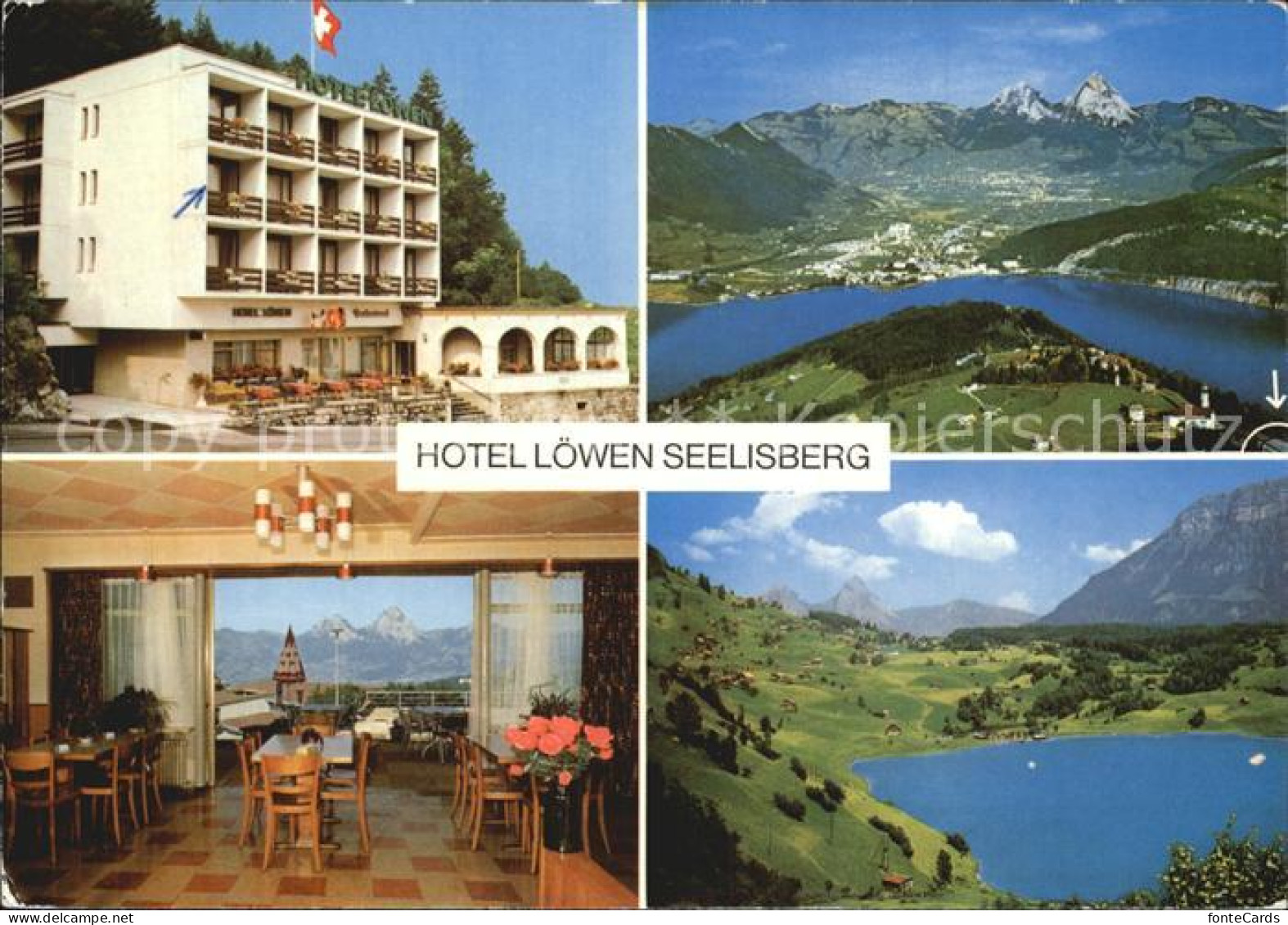 12469789 Seelisberg UR Hotel Loewen Gastraum Fliegeraufnahme Seelisberg - Otros & Sin Clasificación