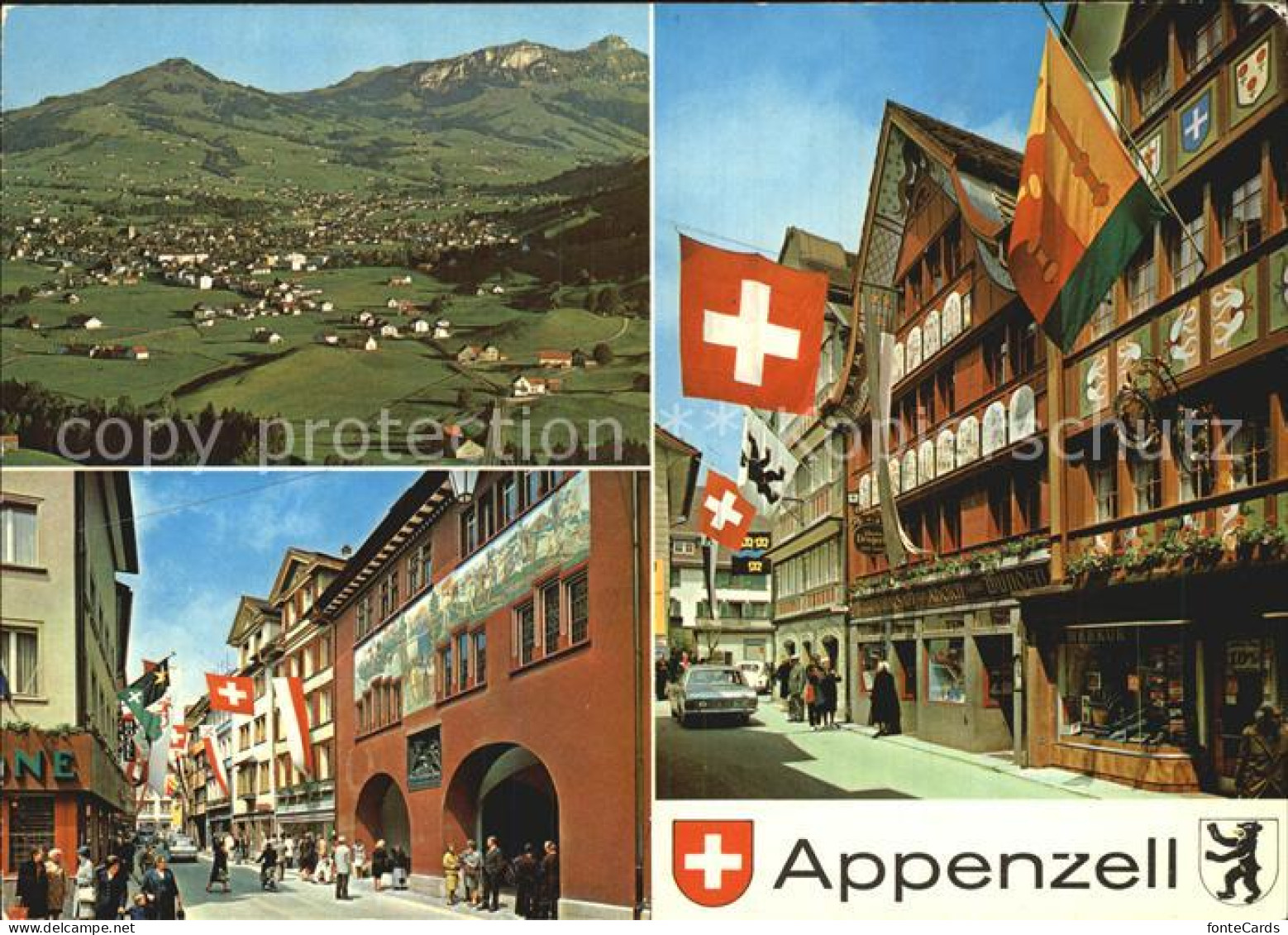 12467159 Appenzell IR Fliegeraufnahme Ladengeschaefte Innenstadt Flaggen Appenze - Sonstige & Ohne Zuordnung