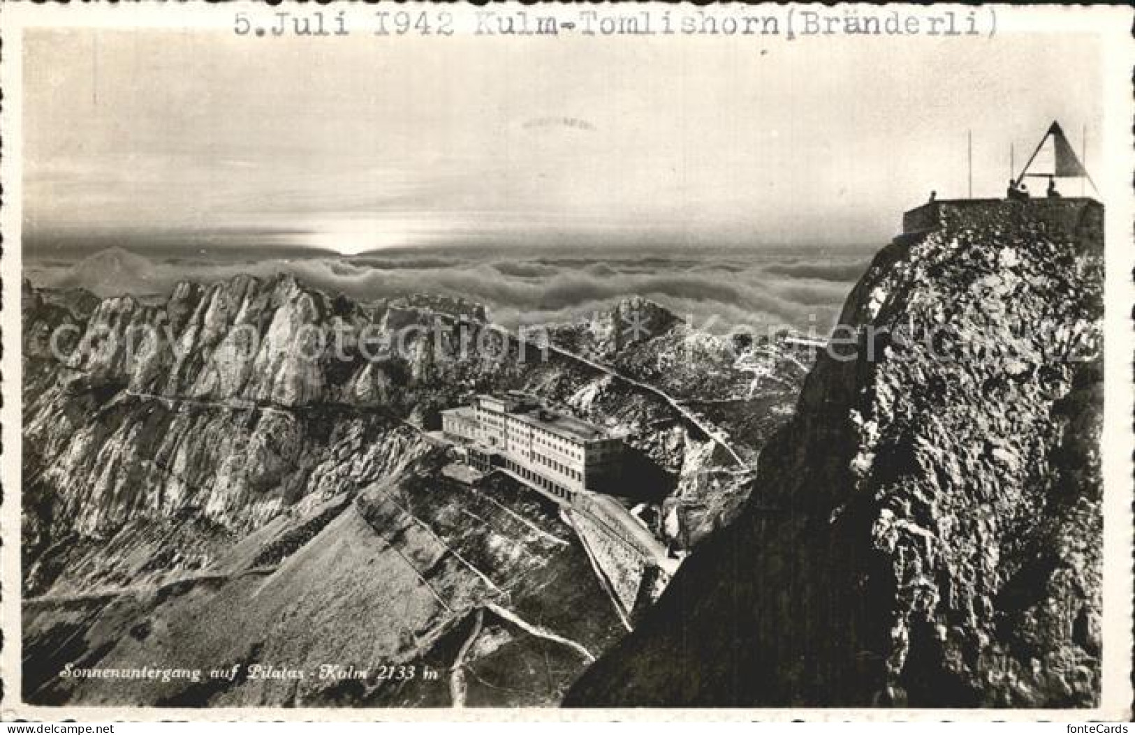 12319299 Pilatus Kulm Sonnenuntergang Berghotel Nebelmeer Tomlishorn Pilatus  - Sonstige & Ohne Zuordnung