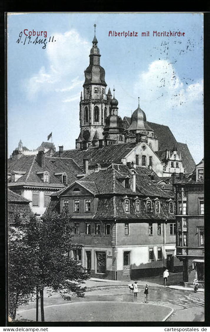 AK Coburg, Albertplatz Mit Cafe Und Moritzkirche  - Coburg