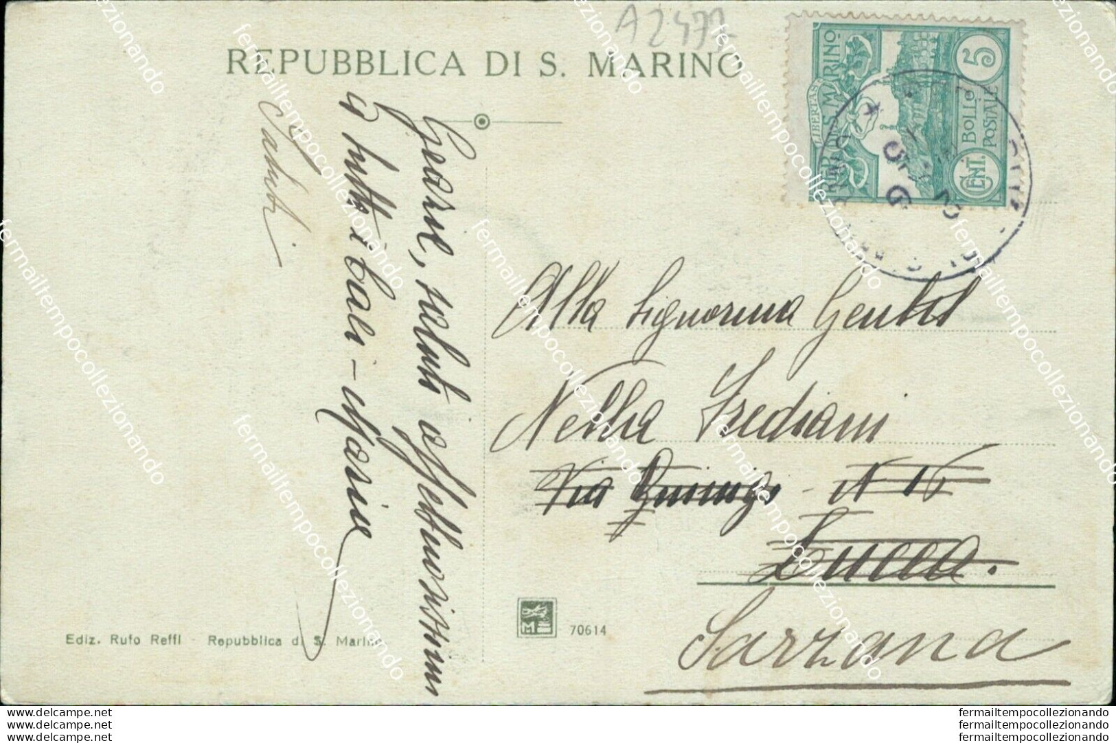 Az477 Cartolina Repubblica Di S.marino Il Monte Titano Veduto Dal Nord Est - San Marino