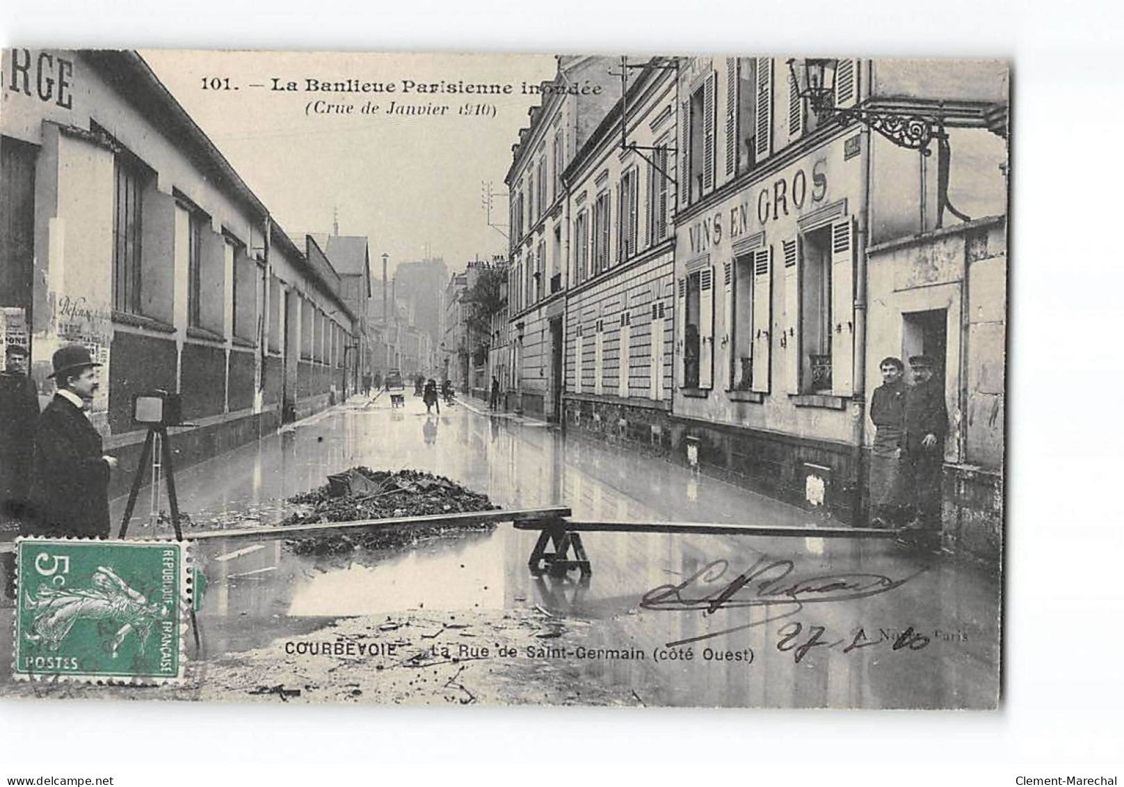 COURBEVOIE - La Banlieue Parisienne Inondée Janvier 1910 - La Rue De Saint Germain - Très Bon état - Courbevoie