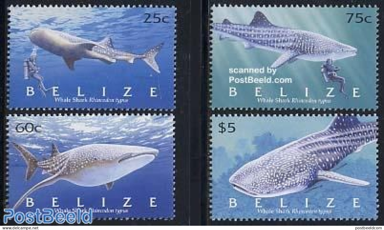 Belize/British Honduras 2004 Sharks 4v, Mint NH, Nature - Sport - Fish - Diving - Vissen