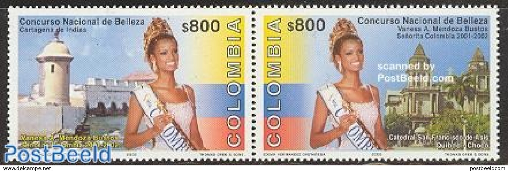 Colombia 2002 Miss Colombia 2v [:], Mint NH, History - Performance Art - Women - Miss World - Art - Castles & Fortific.. - Unclassified