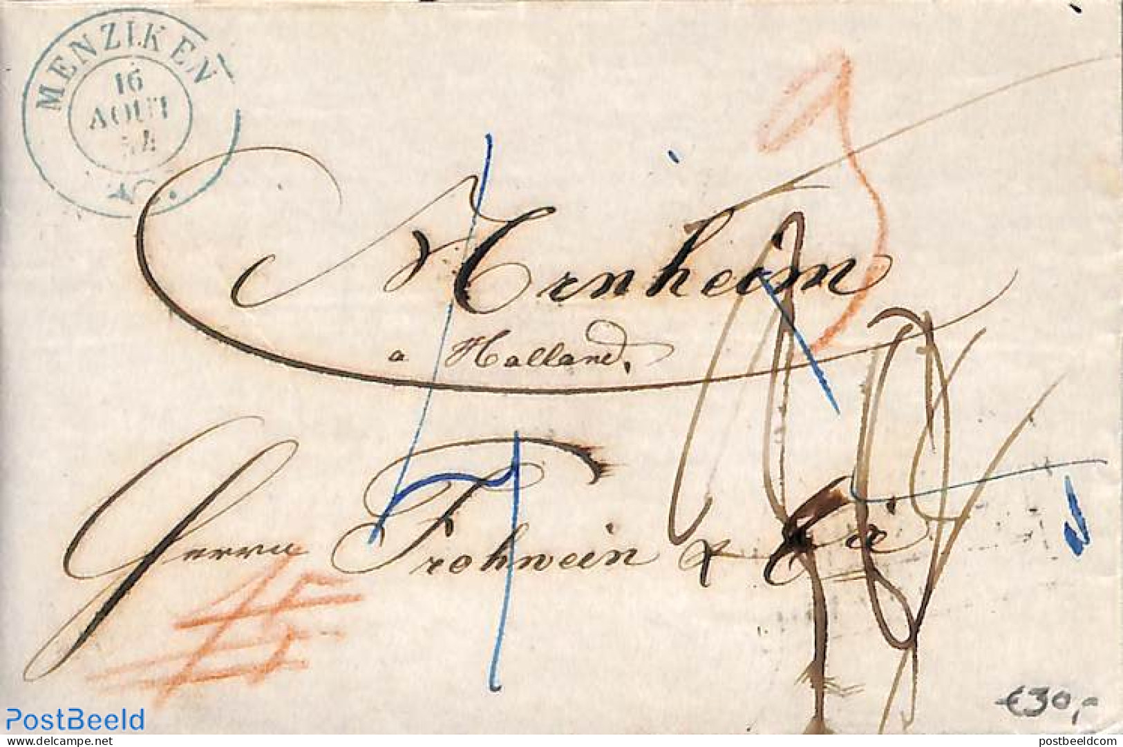 Switzerland 1854 Folding Letter From Menziken To Aarau, Postal History - Briefe U. Dokumente