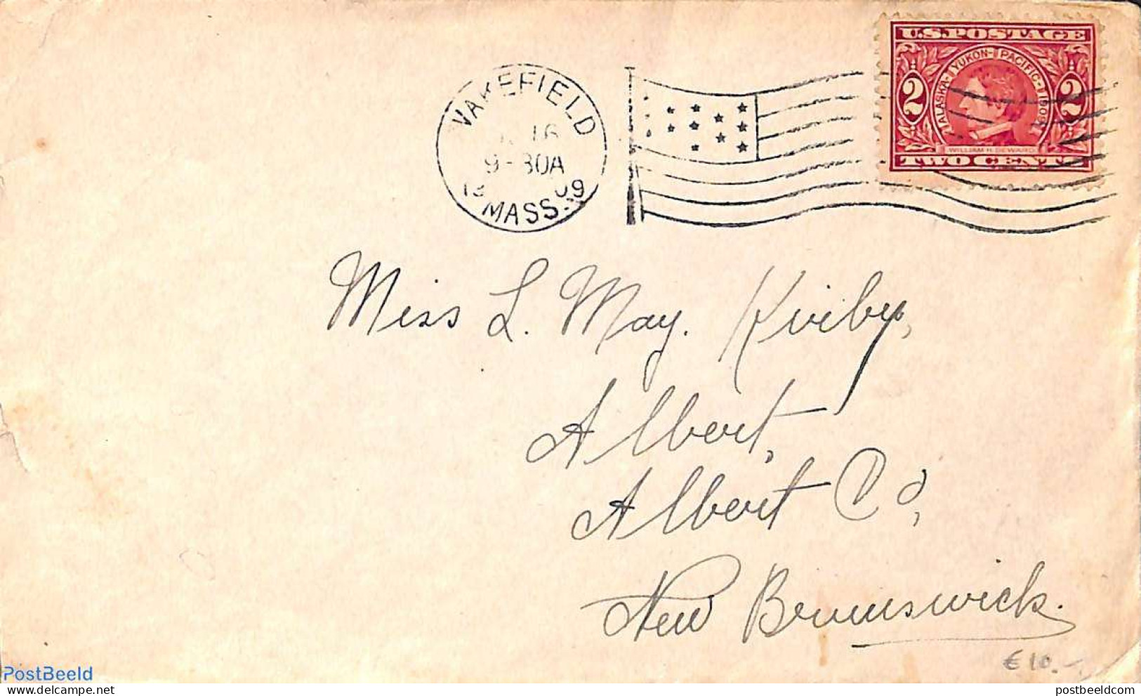 United States Of America 1909 Letter From Wakefield To New Brunswick, Postal History - Brieven En Documenten