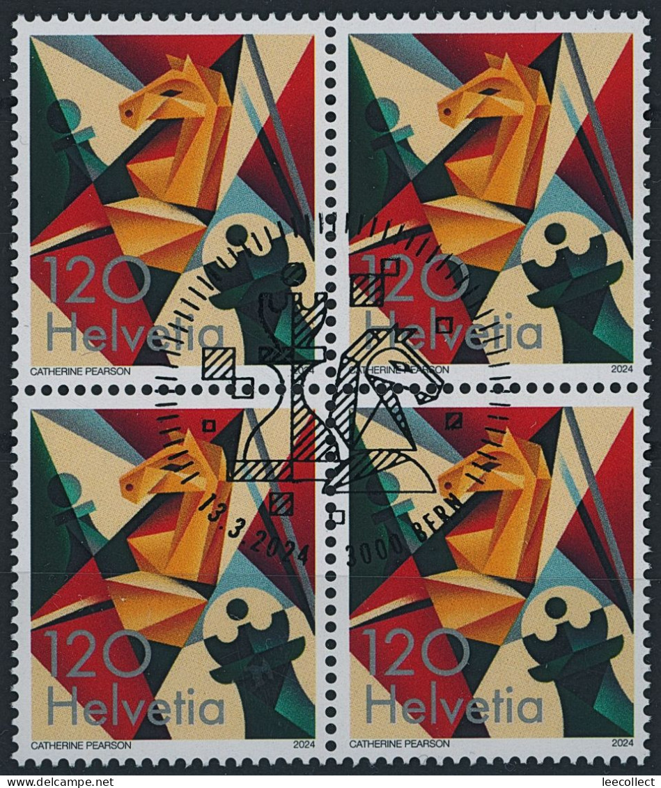 Suisse - 2024 - Weltschachverband - Viererblock - Sonderstempel - Gebraucht