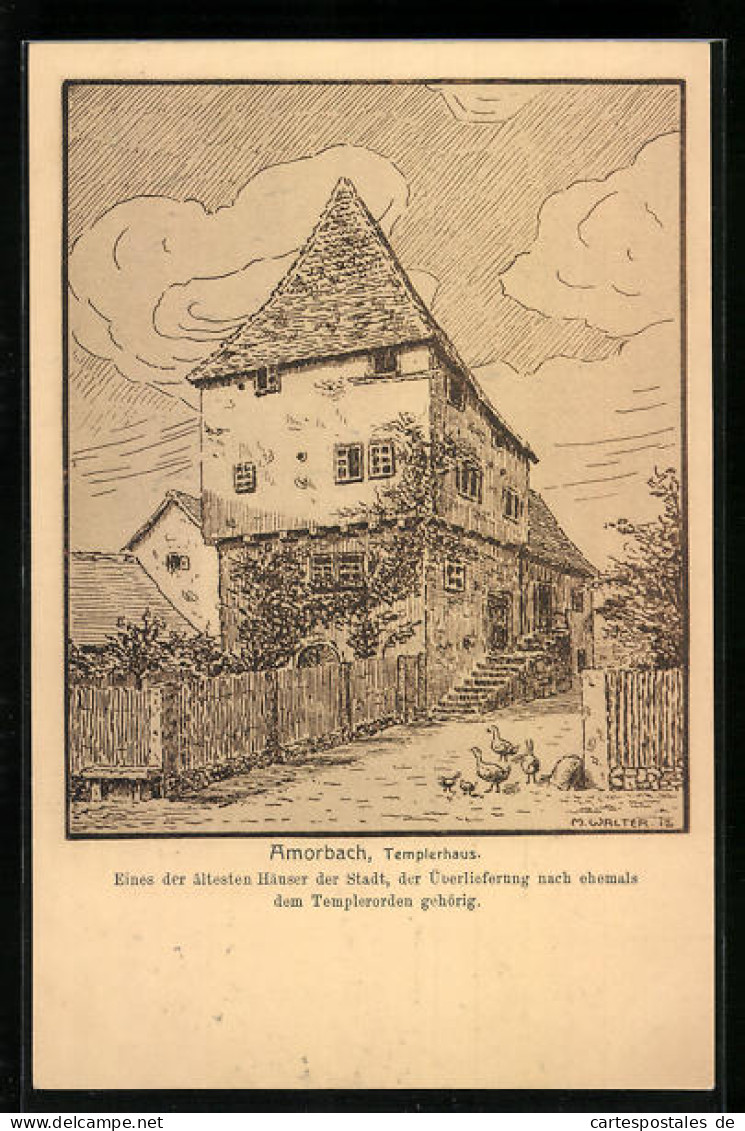 Künstler-AK Amorbach, Das Templerhaus  - Amorbach