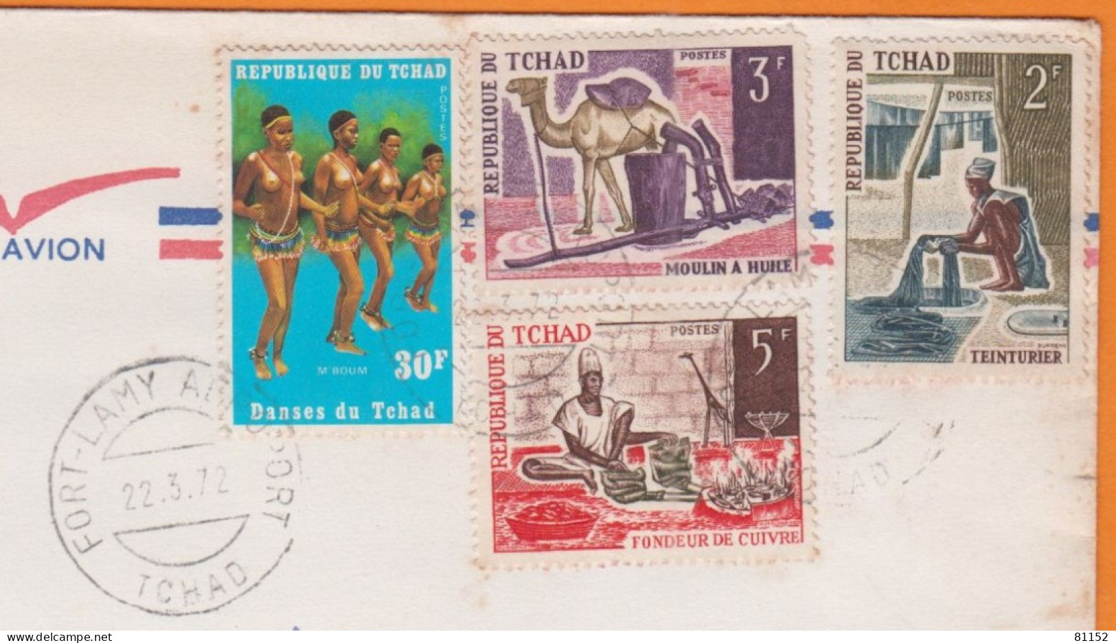 Militaria    Tchad   Lettre  De FORT LAMY  1972   Avec Compo De 4  Timbres Pour Un CAPITAINE à 22 DINAN - Chad (1960-...)