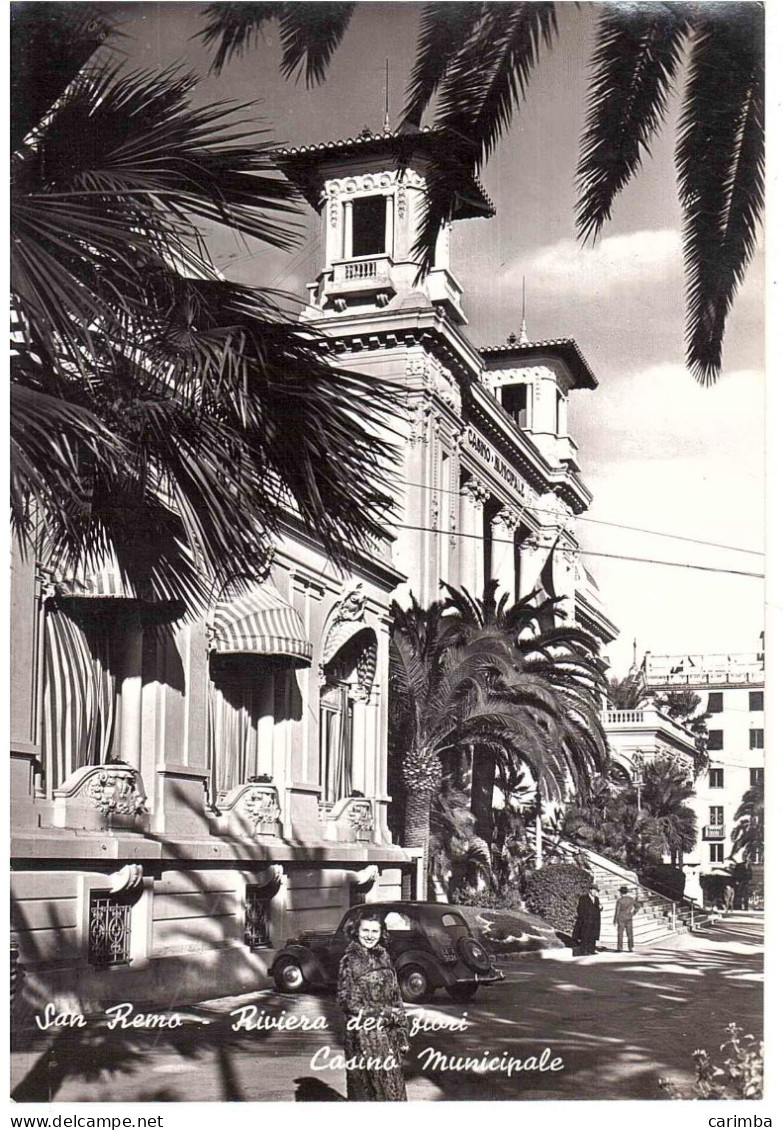 CARTOLINA SAN REMO CASINO' CON ANNULLO TARGHETTA CARNEVALE - 1946-60: Poststempel