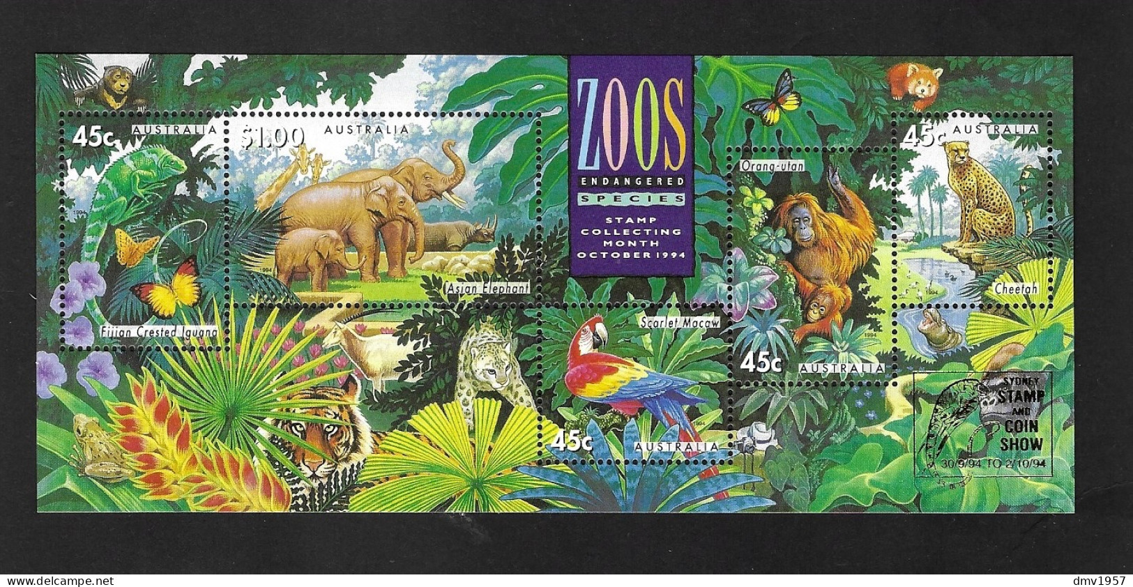 Australia 1994 MNH Australian Zoos. MS 1484 O/P Sydney Stamp & Coin Show - Neufs