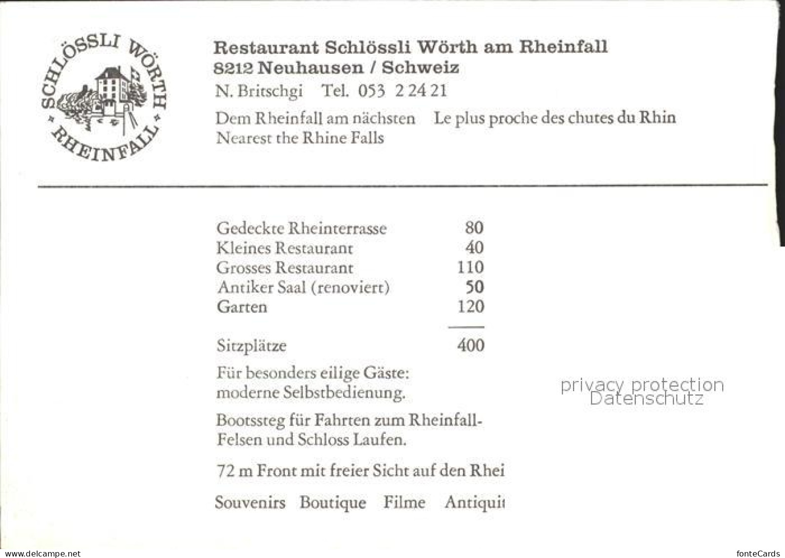 11986017 Neuhausen Rheinfall Schloessli Woerth Restaurant Neuhausen Rheinfall - Sonstige & Ohne Zuordnung