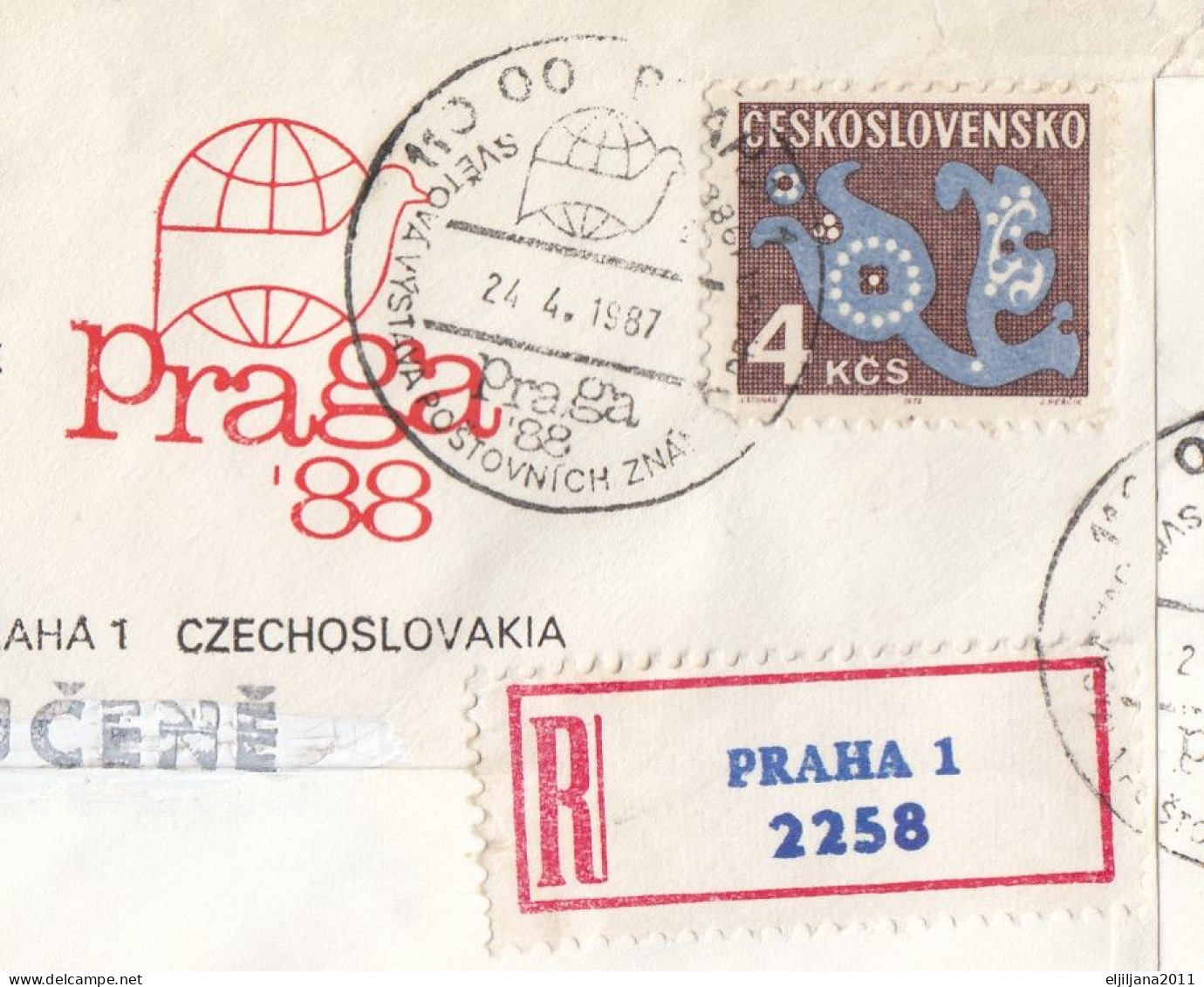 ⁕ Czechoslovakia 1987 ⁕ World Stamp Exhibition Praga 88 - Mi.2834 On Nice Cover PRAHA Registered Mail To Zagreb - Briefe U. Dokumente