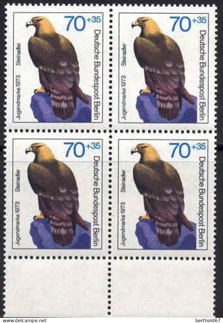 Berlin Poste N** Yv:410 Mi:445 Jugendmarke Steinadler Bloc De 4 Bord De Feuille - Unused Stamps