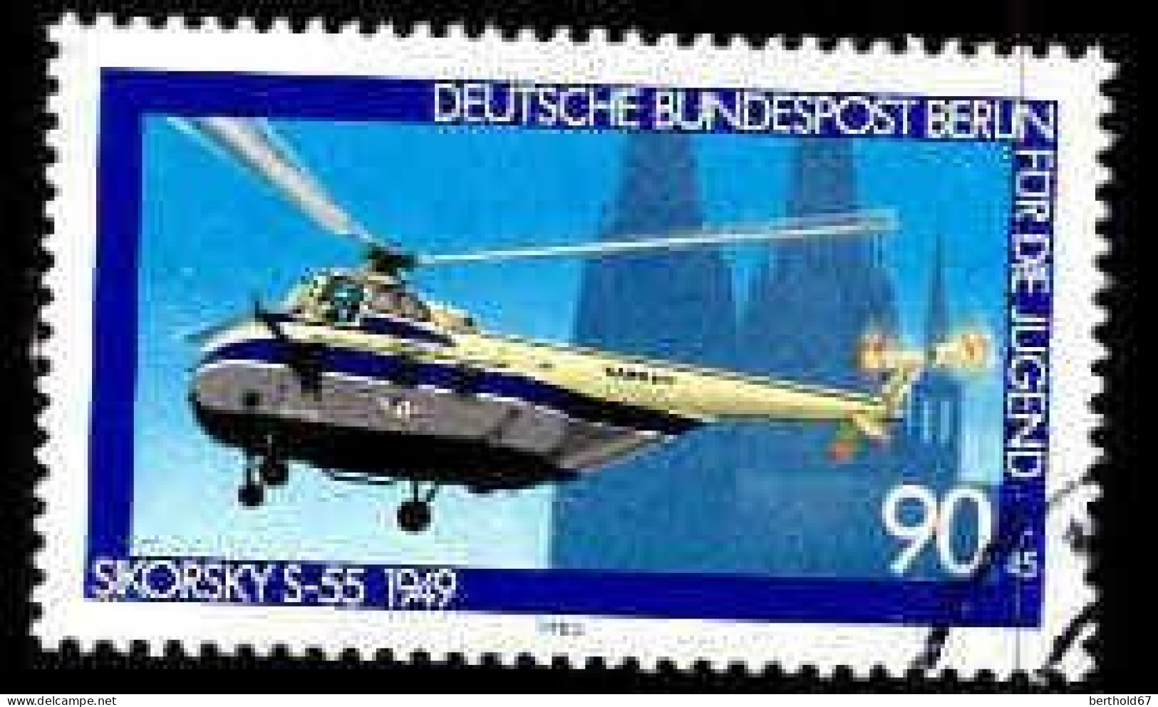 Berlin Poste Obl Yv:581 Mi:620 Für Die Jugend Sikorsky S-55 Hélicoptère (cachet Rond) (Thème) - Vliegtuigen