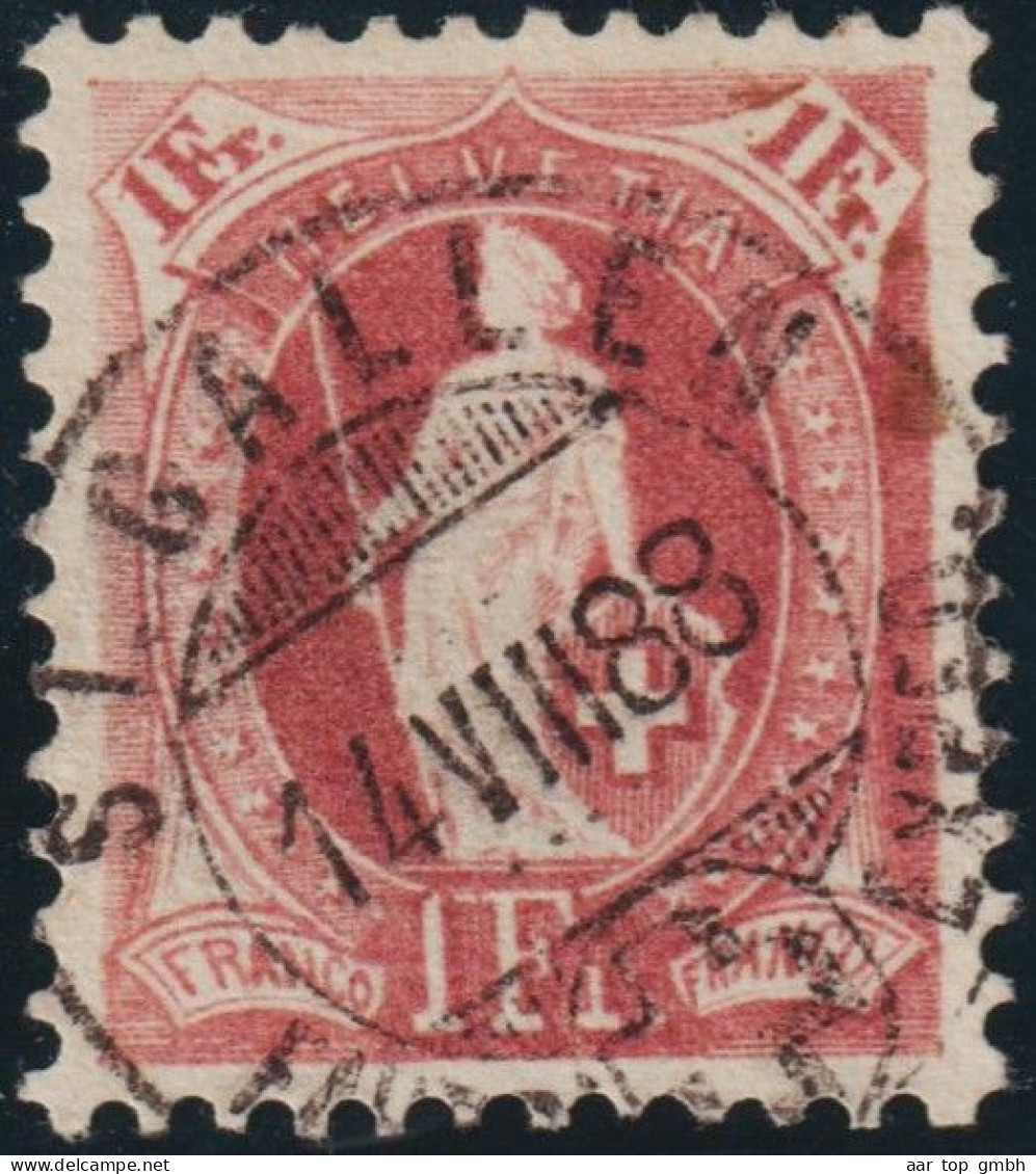 Schweiz Stehende Helvetia 1 Fr. SBK#71A Vollstempel St.Gallen 1888-08-14 - Gebruikt