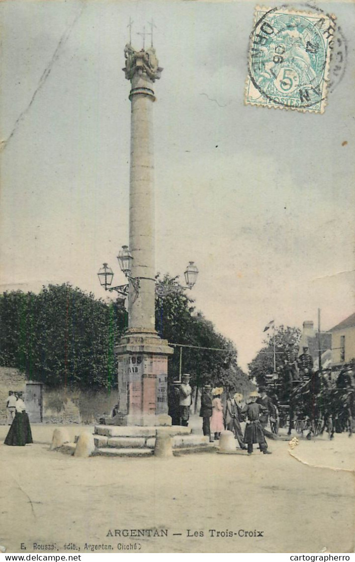 Cpa Argentan Colonne Des Trois Croix - Argentan