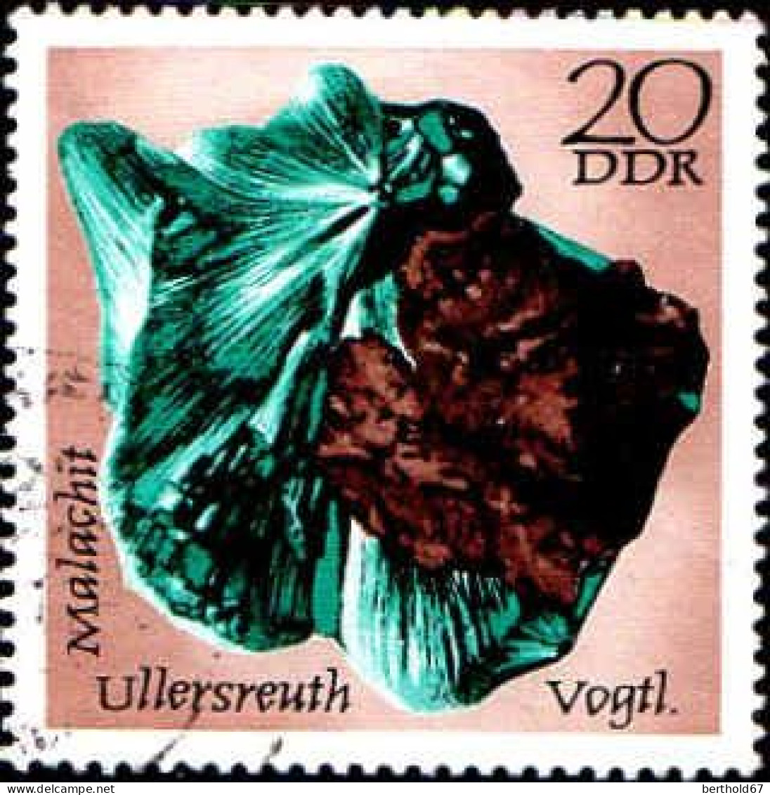 Rda Poste Obl Yv:1429 Mi:1739 Malachit Ullersreuth (cachet Rond) - Minéraux