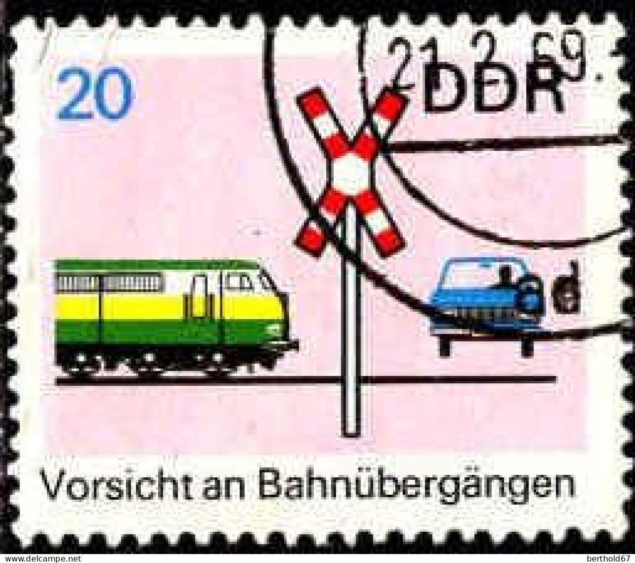 Rda Poste Obl Yv:1142 Mi:1446 Vorsicht An Bahnübergängen (TB Cachet Rond) - Treinen