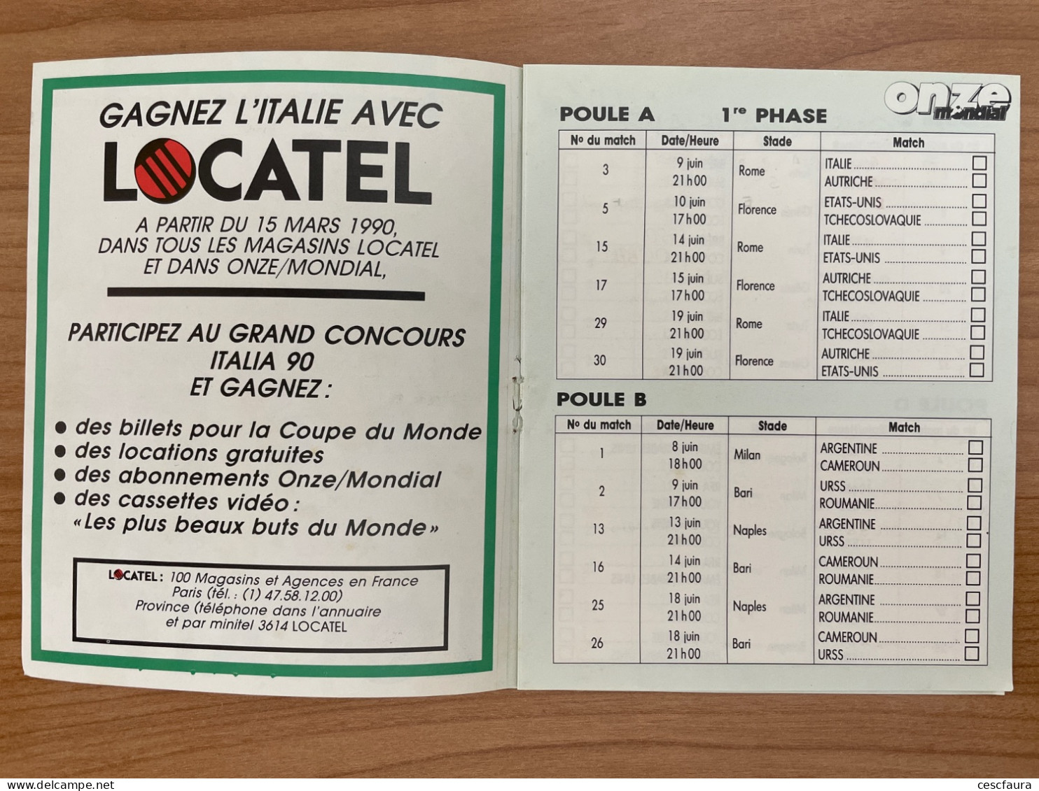 Calendrier De Poche Italia 90 Pocket Calendar Football - Petit Format : 1981-90