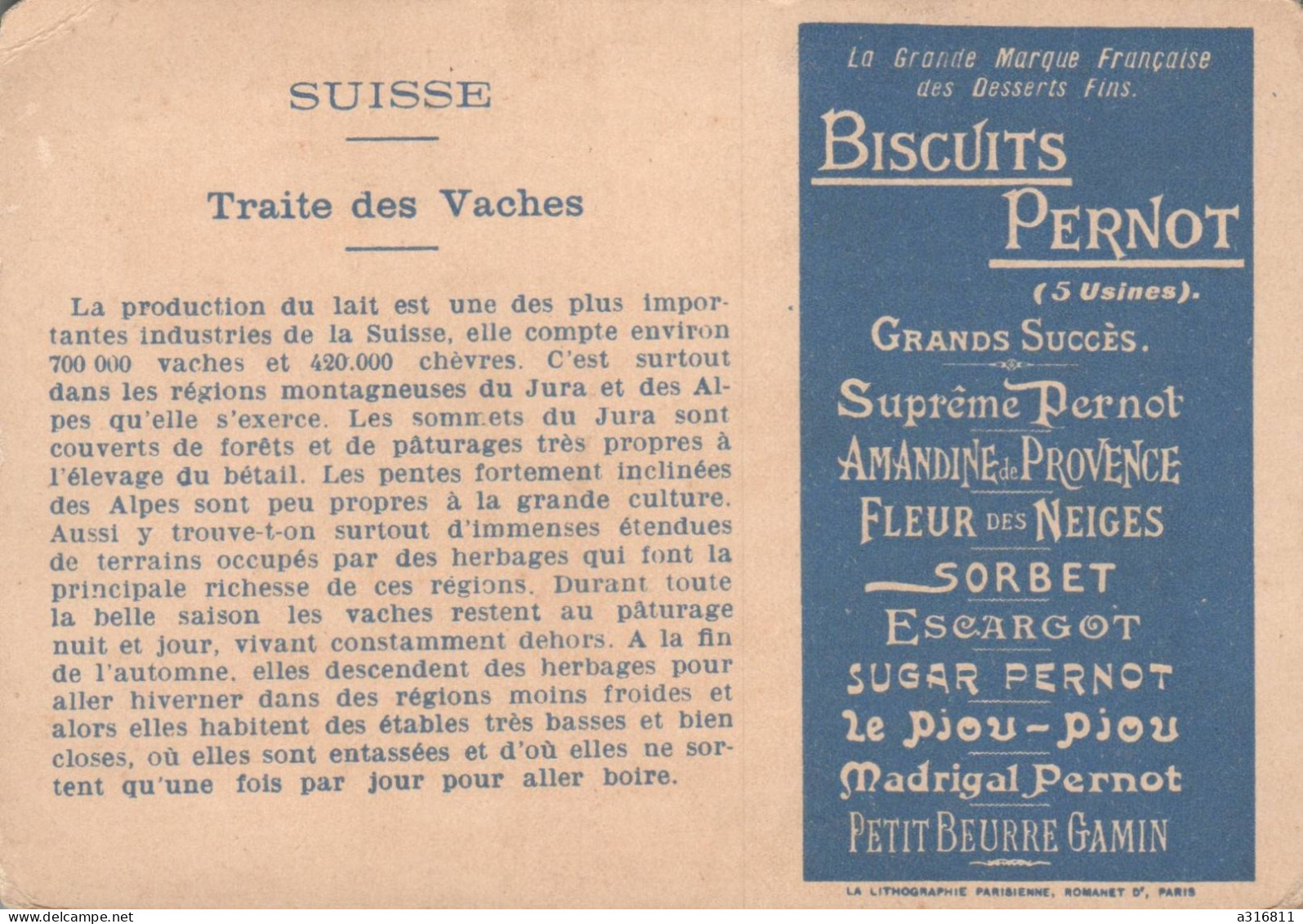 Biscuits Pernot - ** Suisse ** - Le Travail Chez Tous Les Peuples - Pernot