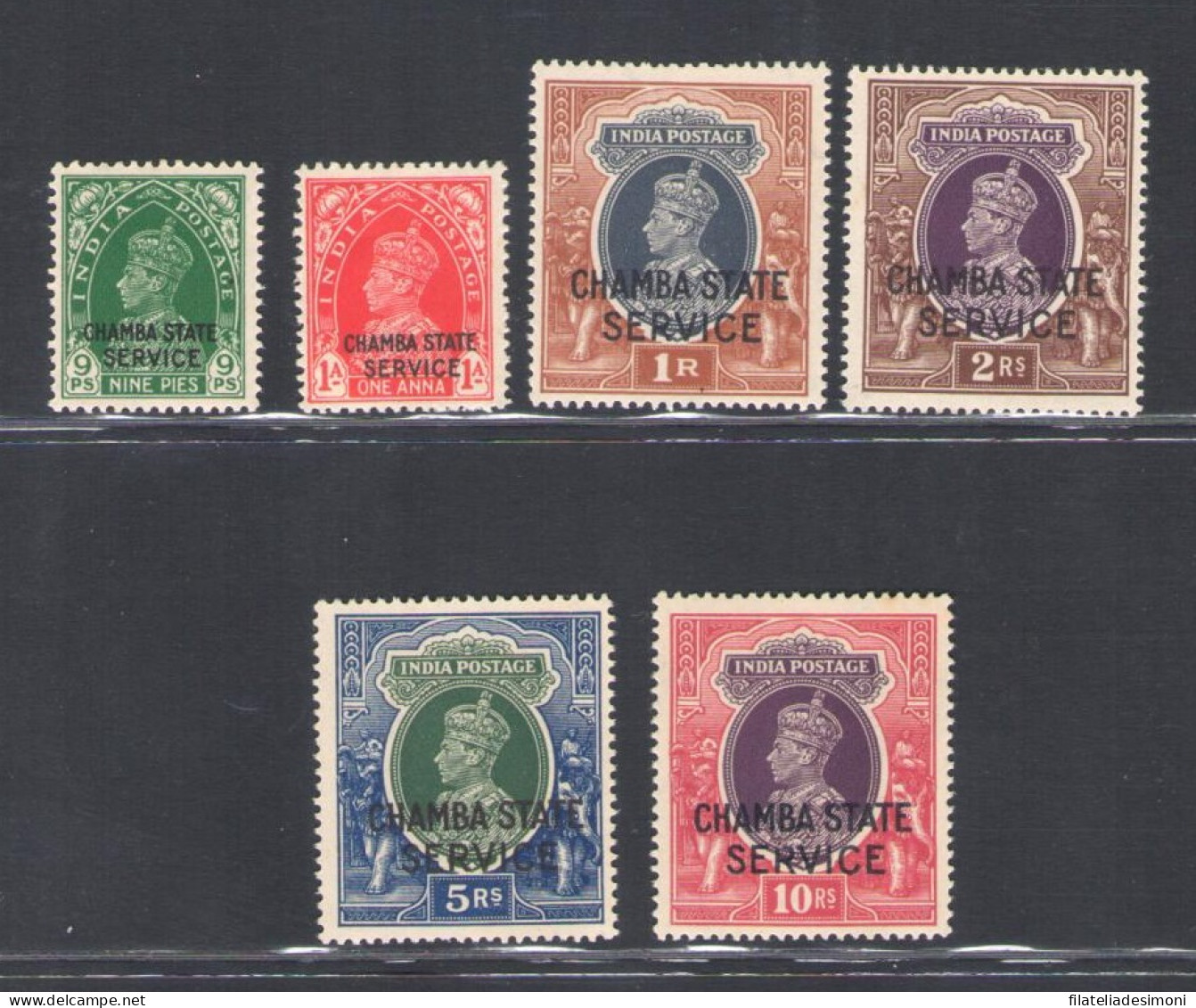 1938-40 India - Chamba State Service Stanley Gibbson N. 66/71 - MNH** - Otros & Sin Clasificación