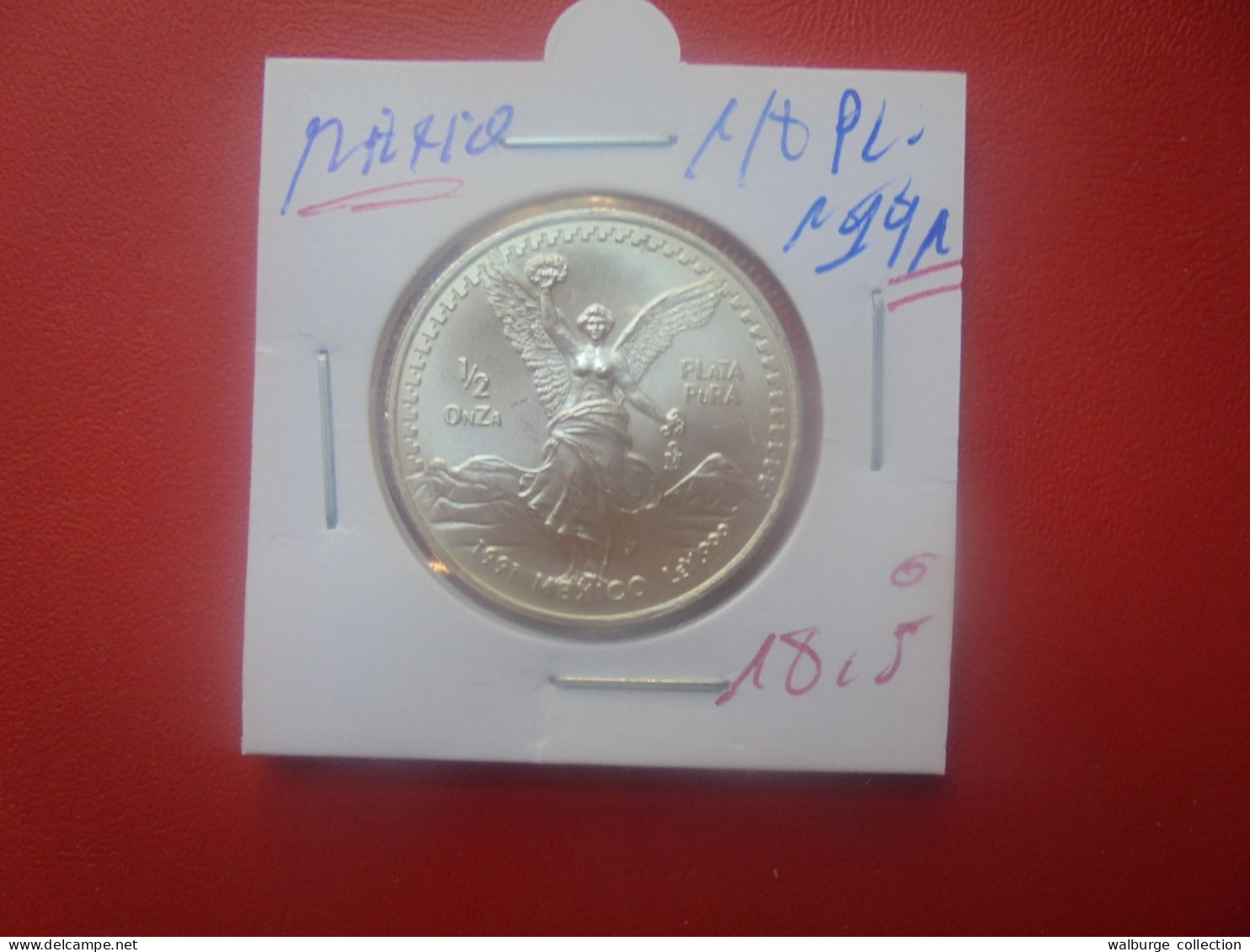 MEXIQUE 1/2 PLATA PURA 1991 ARGENT PUR 999/1000 (A.3) - Mexiko