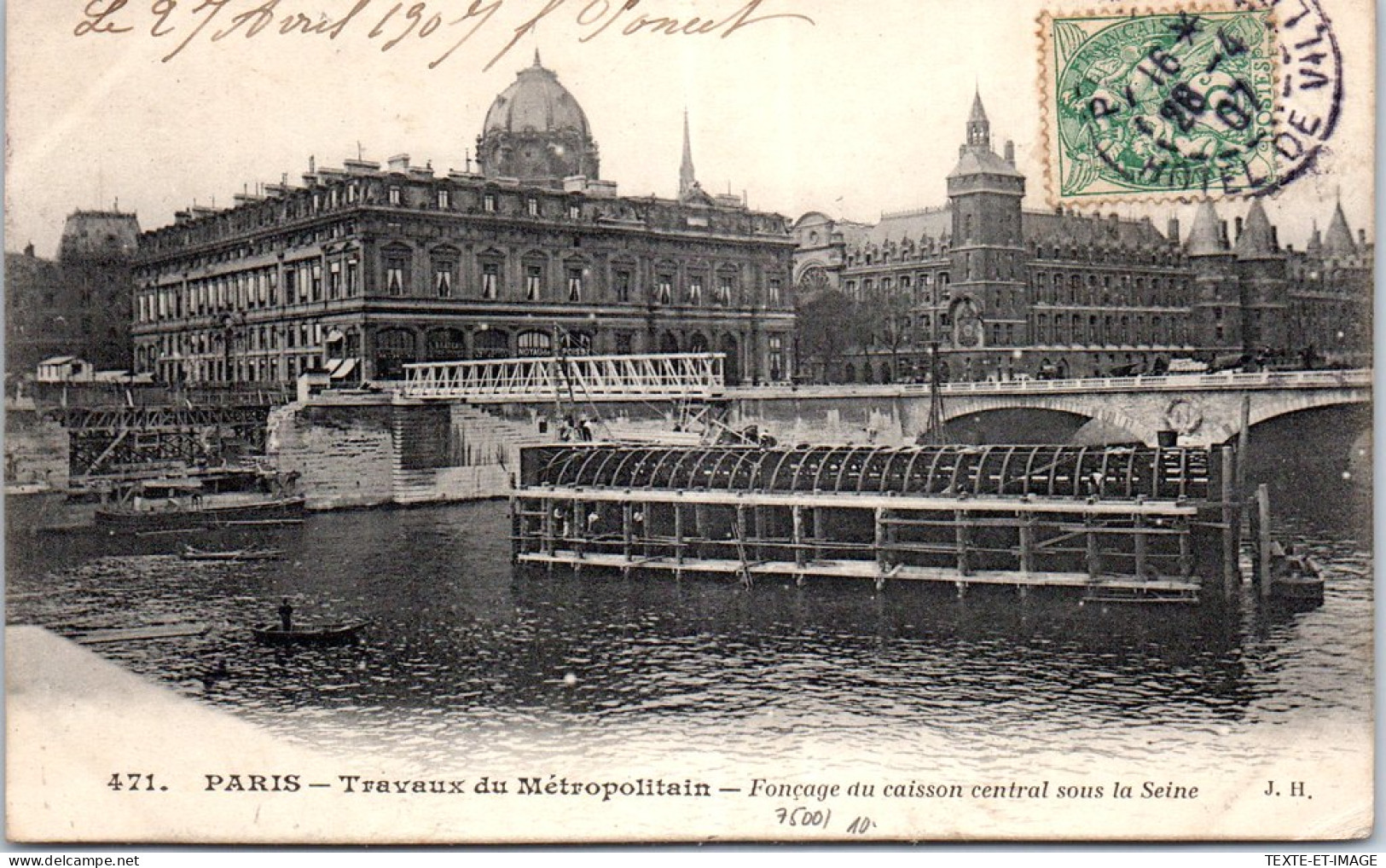 75001 PARIS - Fonçage Du Caisson Central Sous La Seine  - Paris (01)