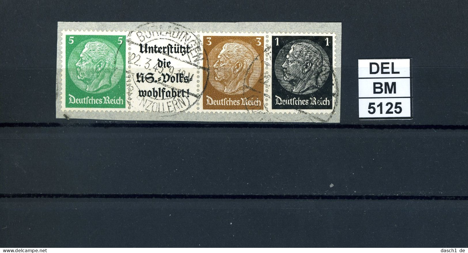 DEL-BM5125, Deutsches Reich,  Zusammendrucke Hindenburg, O, W 74 - Se-Tenant