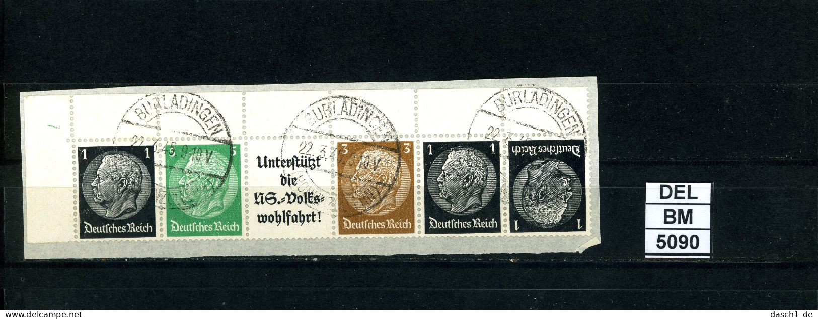 DEL-BM5090, Deutsches Reich,  Zusammendrucke Hindenburg, O, EG-Str. 1, OR - Zusammendrucke