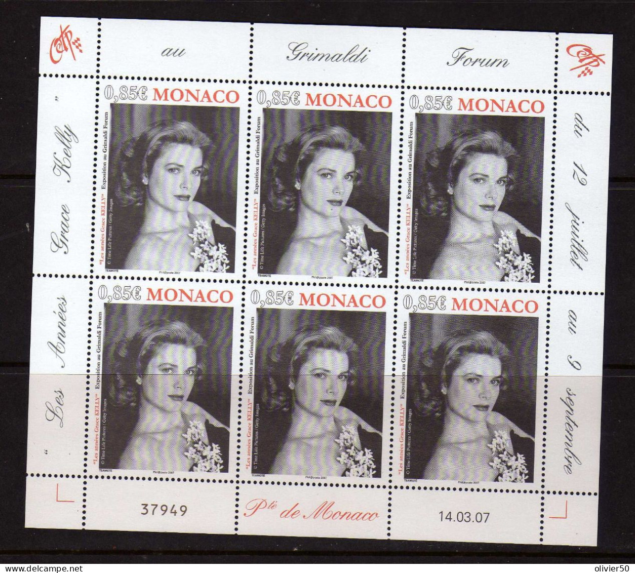 Monaco - 2007 - Les Annees Grace Kelly -  Actrice - Cinema - Neufs** - MNH - Unused Stamps