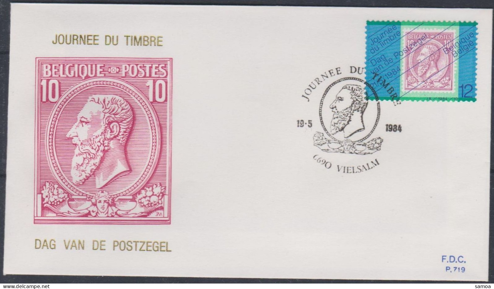 Belgique FDC 1984 2132 Journée Du Timbre Roi Léopold II Vielsalm - 1981-1990