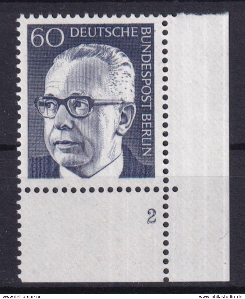 Berlin 394 Eckrand Rechts Unten FN 2 Dr. Gustav Heinemann 60 Pf Postfrisch - Sonstige & Ohne Zuordnung