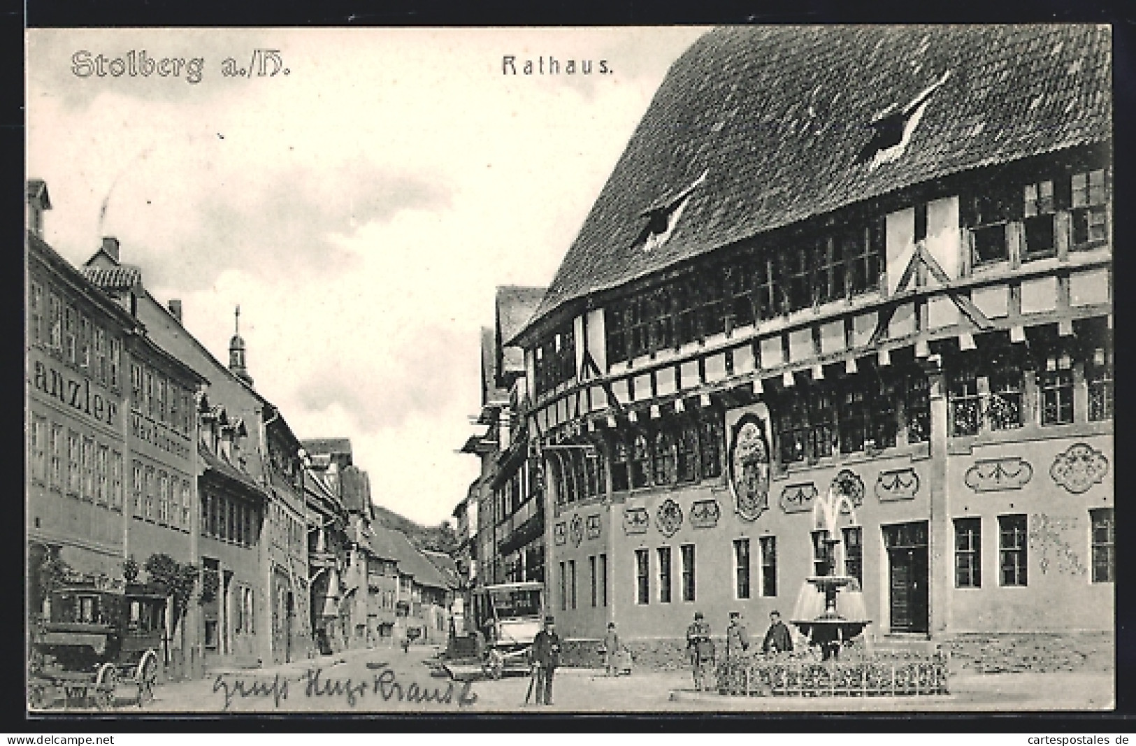 AK Stolberg A. H., Brunnen Und Rathaus  - Stolberg (Harz)