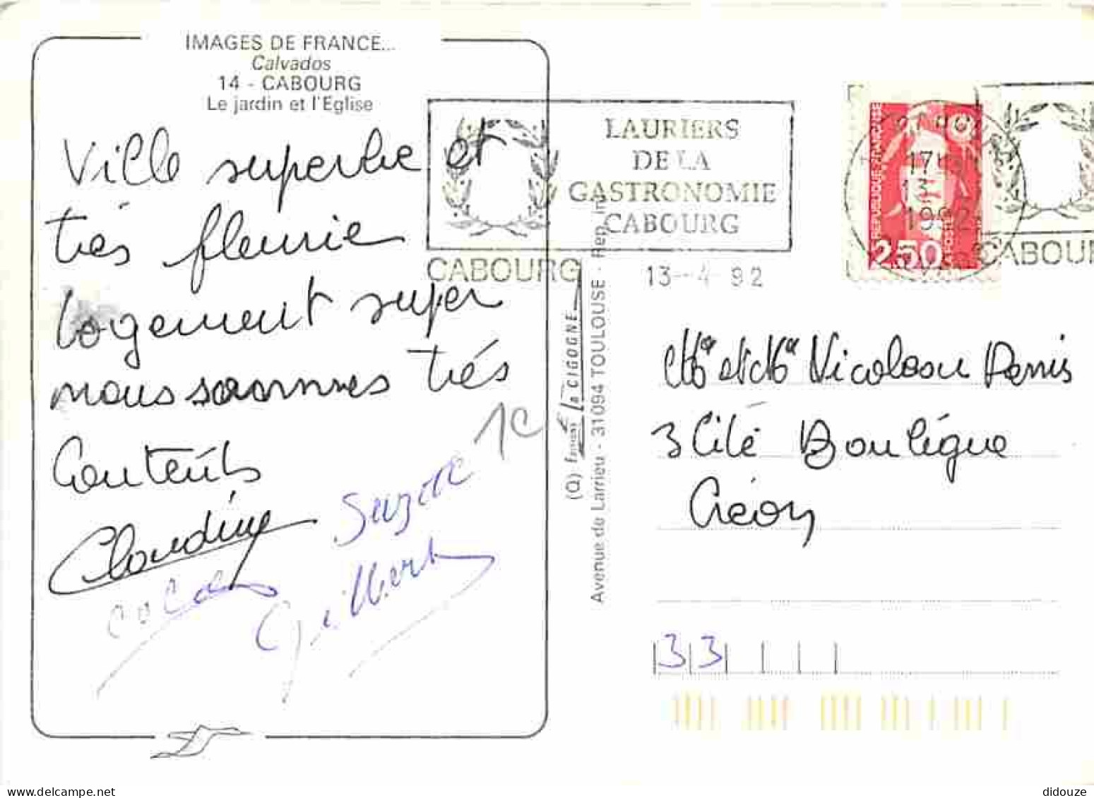 14 - Cabourg - Le Jardin Et L'Eglise - Fleurs - Flamme Postale - CPM - Voir Scans Recto-Verso - Cabourg