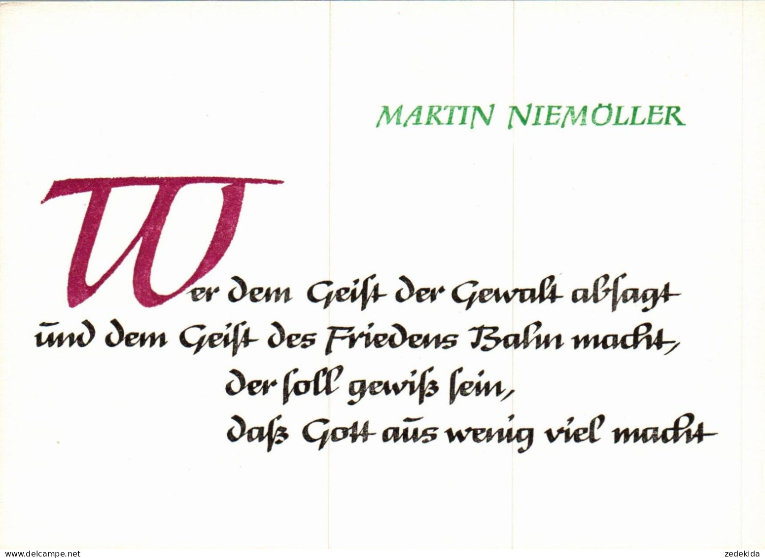 G7435 - Martin Niemöller Spruchkarte Glückwunschkarte - Verlag Max Müller Karl Marx Stadt DDR - Andere & Zonder Classificatie