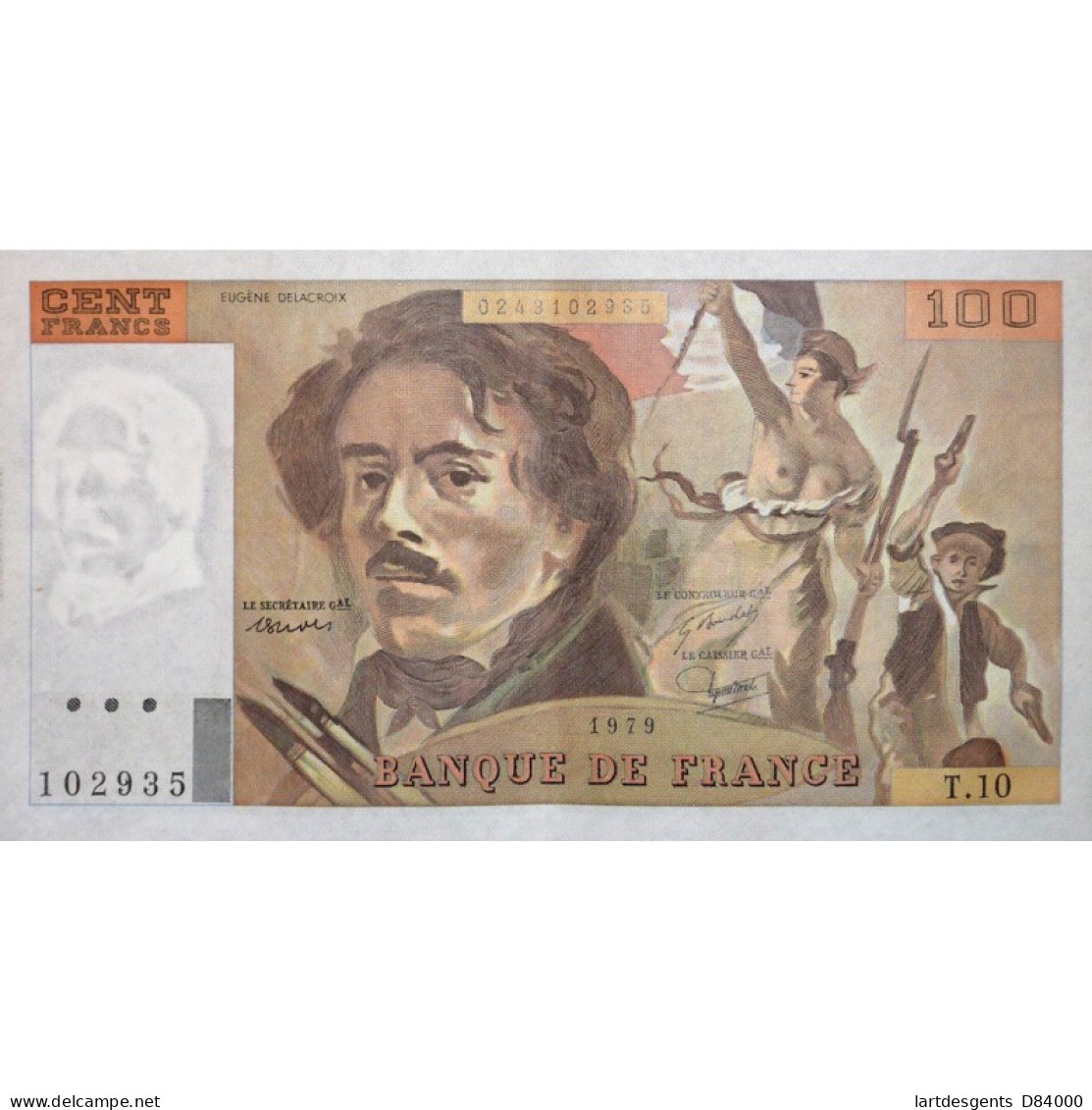 100 Francs Delacroix 1979 SUP+ Fayette 69.2b Moyen Filigrane - 100 F 1978-1995 ''Delacroix''