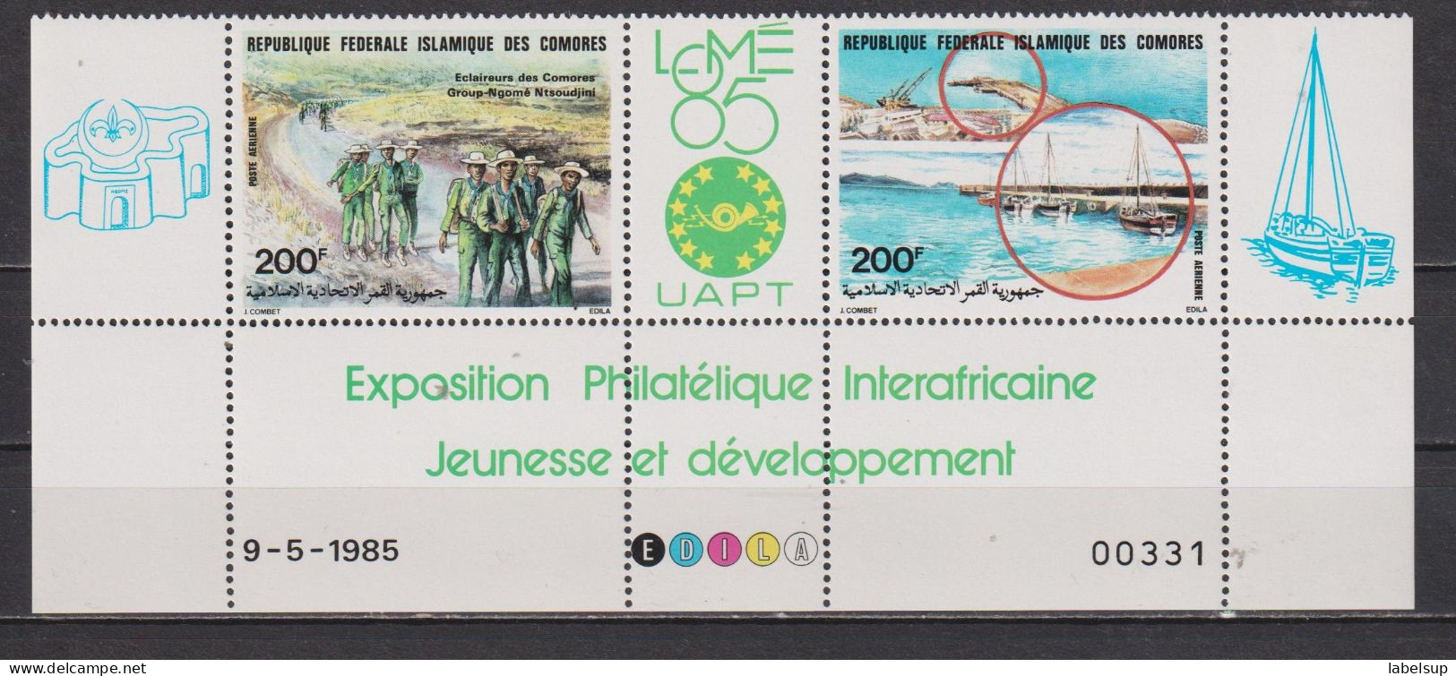 Lot De Timbres Neufs** Des Comores De 1985 YT PA 211 212 UATP Numéroté MNH - Comores (1975-...)