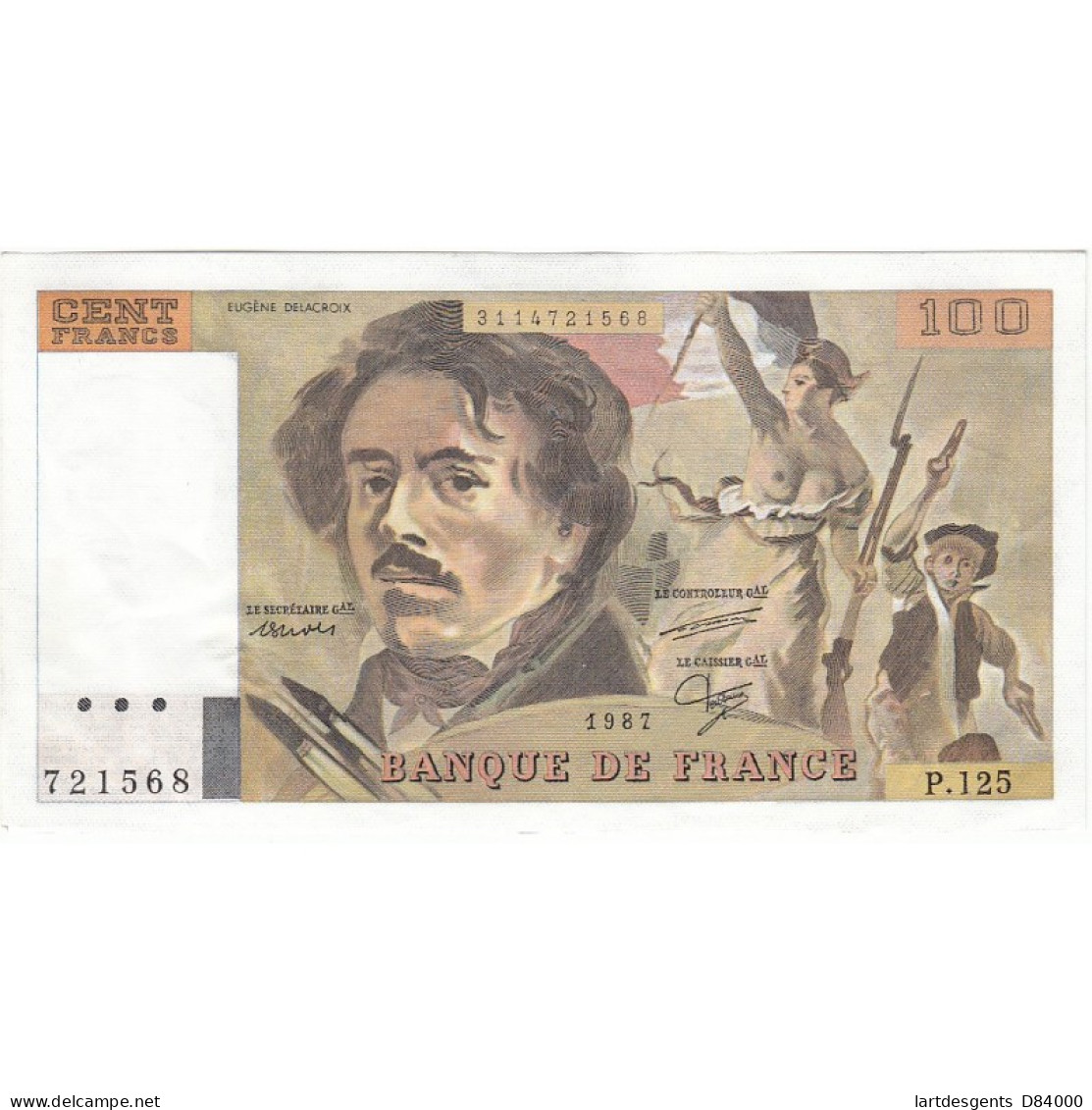 100 FRANCS DELACROIX 1987 SUP+  Fayette 69.11 - 100 F 1978-1995 ''Delacroix''