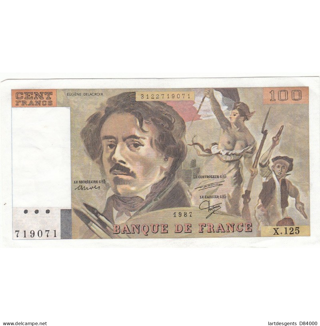 100 FRANCS DELACROIX 1987 SUP+  Fayette 69.11 - 100 F 1978-1995 ''Delacroix''