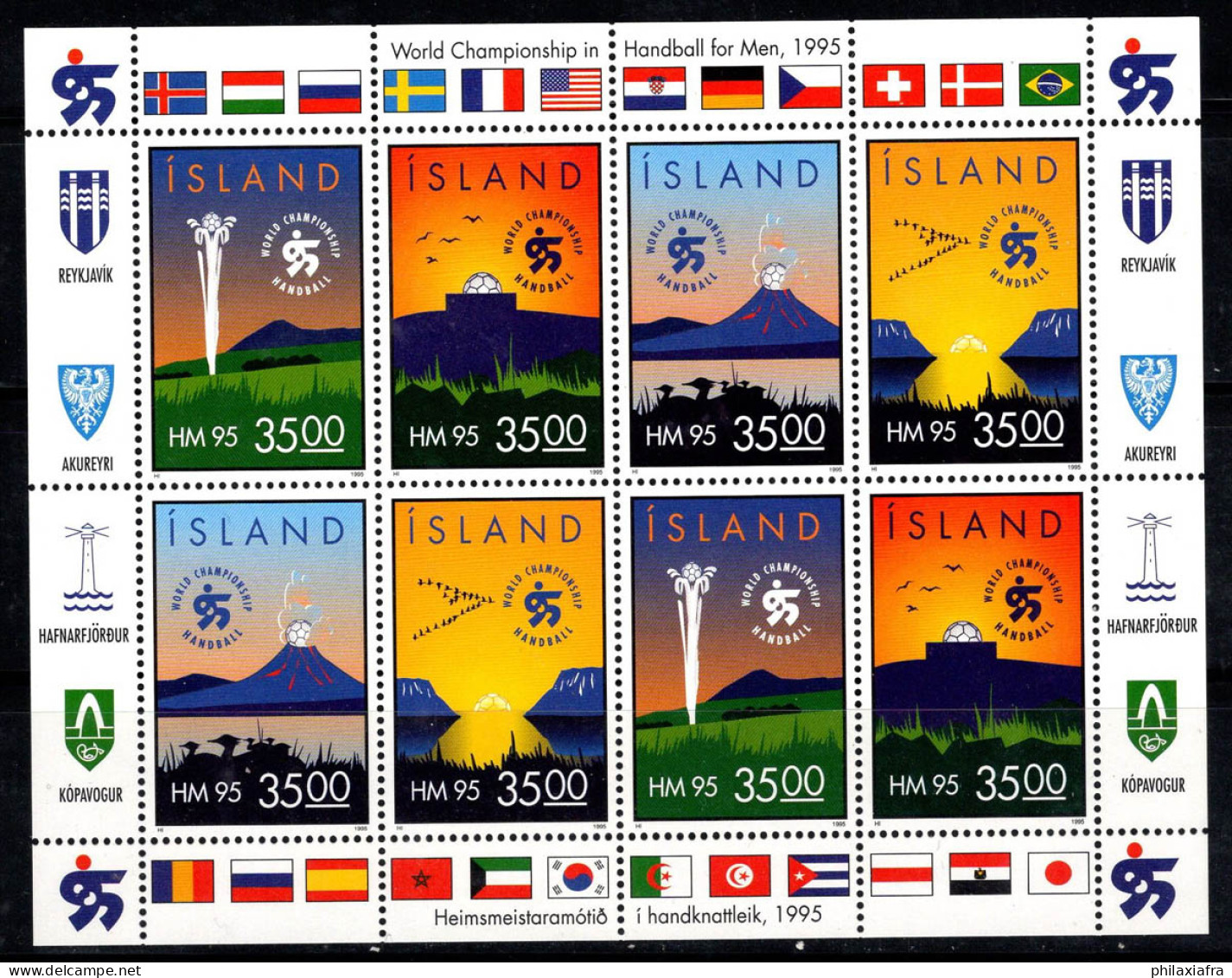 Islande 1995 Mi. 820-823 Mini Feuille 100% Neuf ** Handball, Sports - Blocks & Kleinbögen