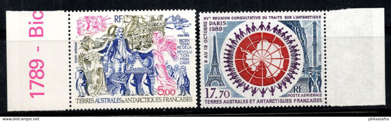 Territoire Antarctique Français TAAF 1989 Mi. 256,258 Neuf ** 100% Poste Aérienne Pingouins,Paris,Révolution Française - Unused Stamps