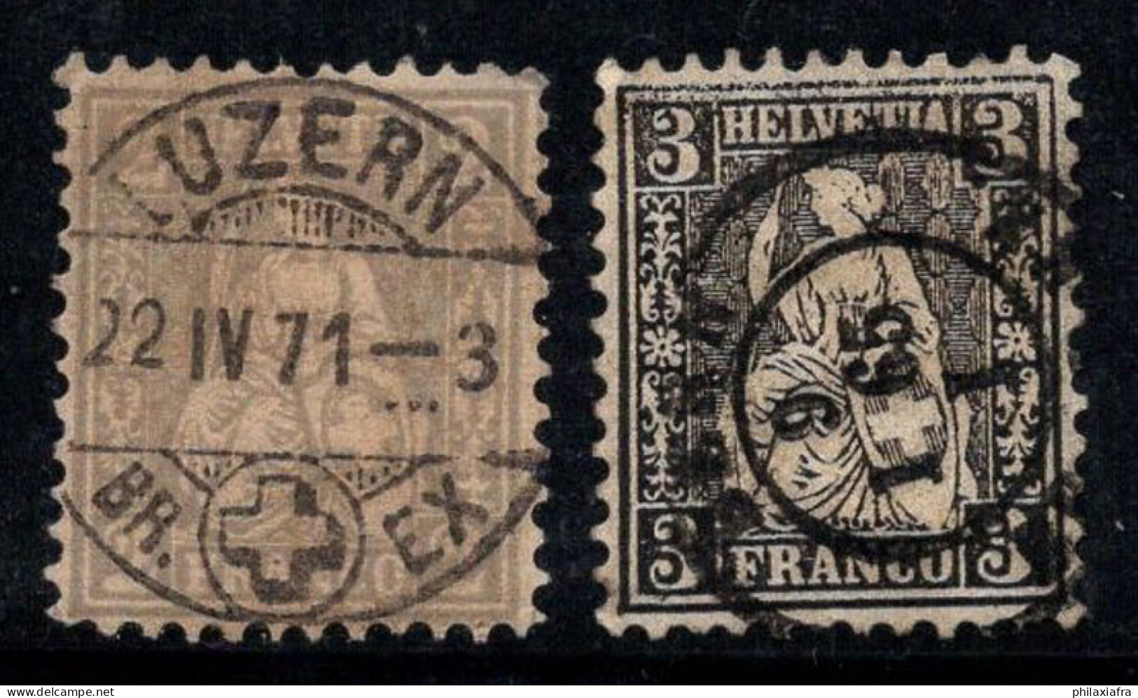 Suisse 1862 Mi. 20-21 Oblitéré 100% Helvetia Assis - Gebraucht