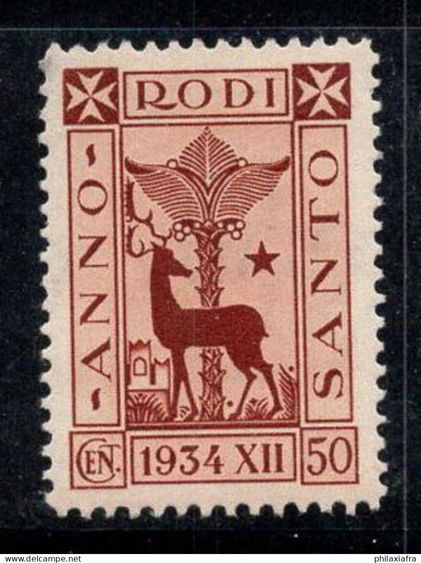 Égéen 1935 Sass. 96 Neuf * MH 100% 50 C, Année Sainte, Cerf, Palmier... - Ägäis