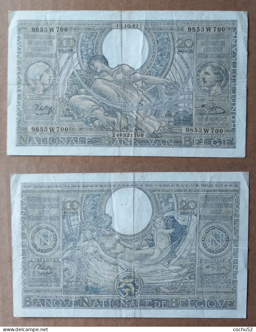 Banque Nationale De Belgique---Billet De 100 Francs – 20 Belgas---1930’s - 1 Franc
