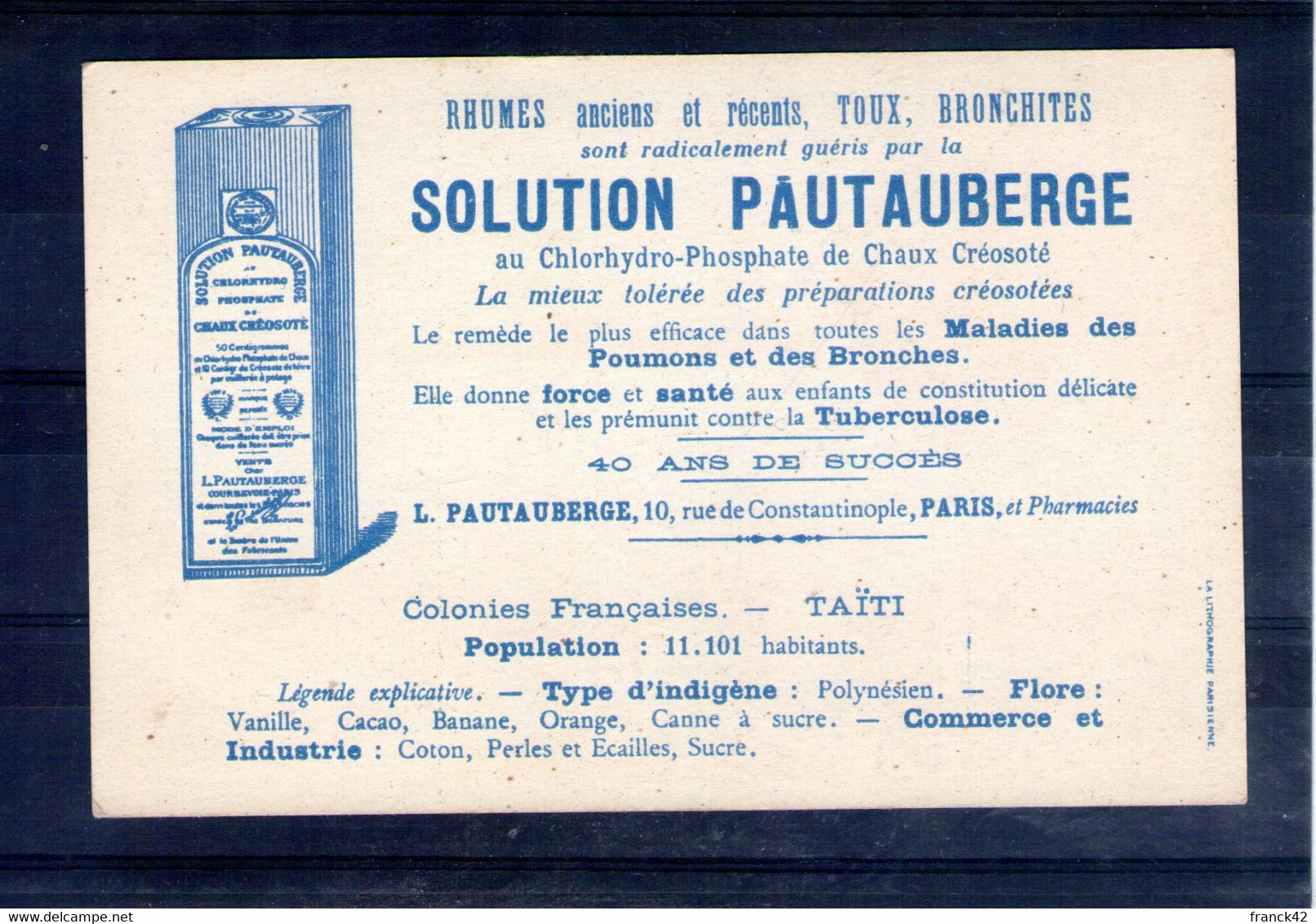 Les Colonies Françaises. Tahiti. Solution Pautauberge. Format CPA - Other & Unclassified