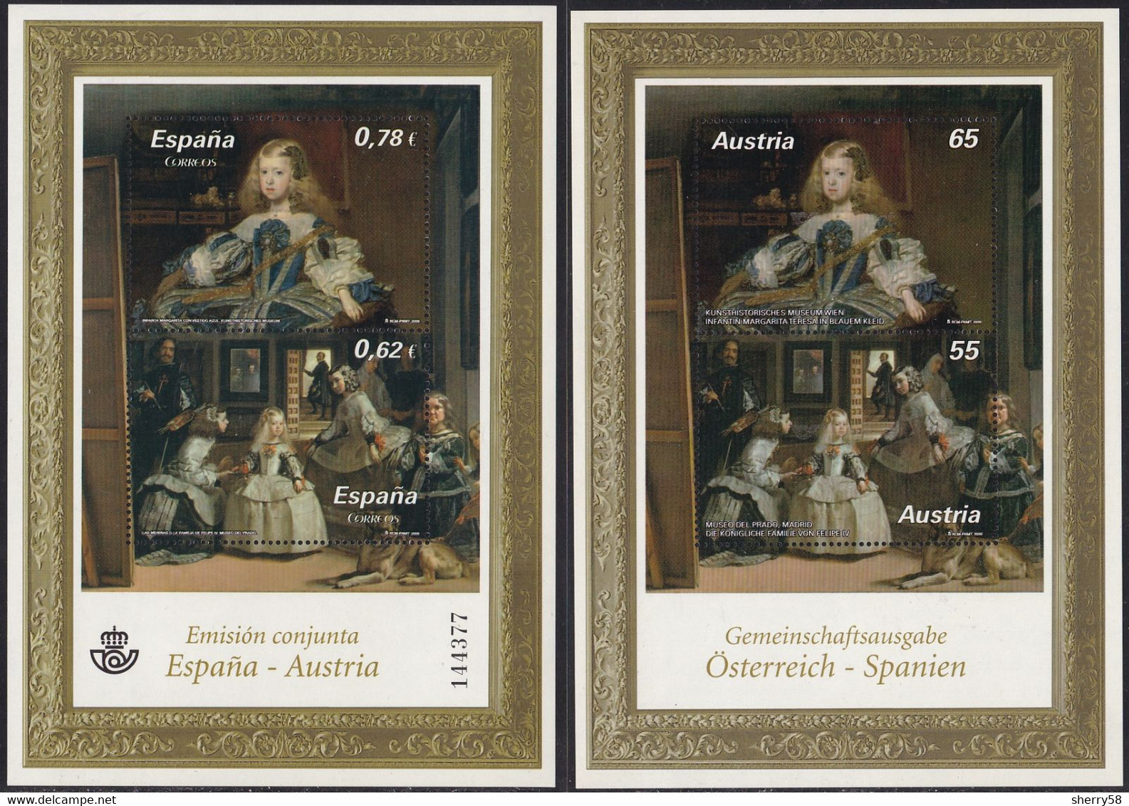 2009-ED. 4519 H.B.-PINTURA.VELAZQUEZ.LAS MENINAS. EMISIÓN CONJUNTA CON AUSTRIA-INCLUYE HOJA DE AUSTRIA-NUEVO - Neufs