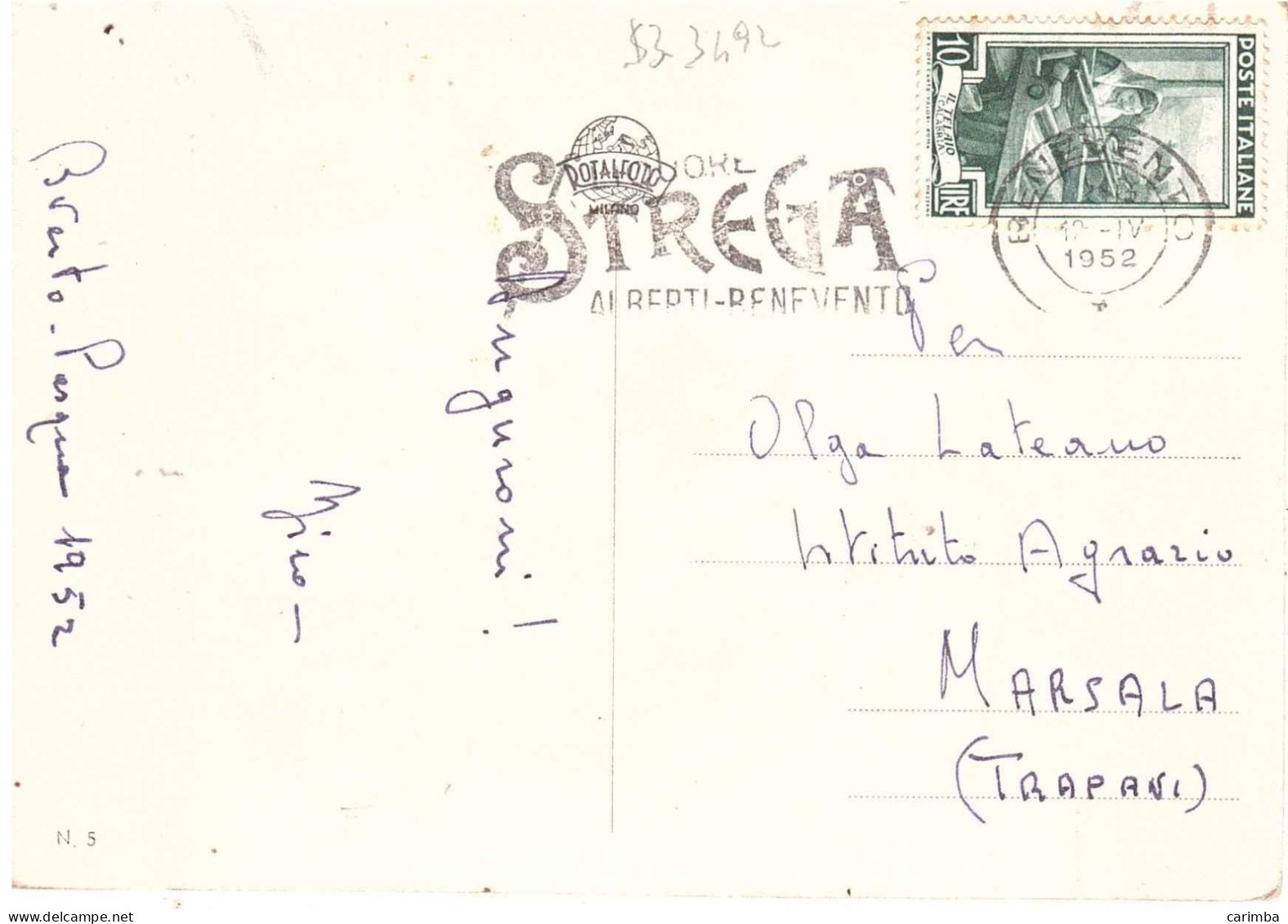 ANNULLO TARGHETTA STREGA BENEVENTO - 1946-60: Used